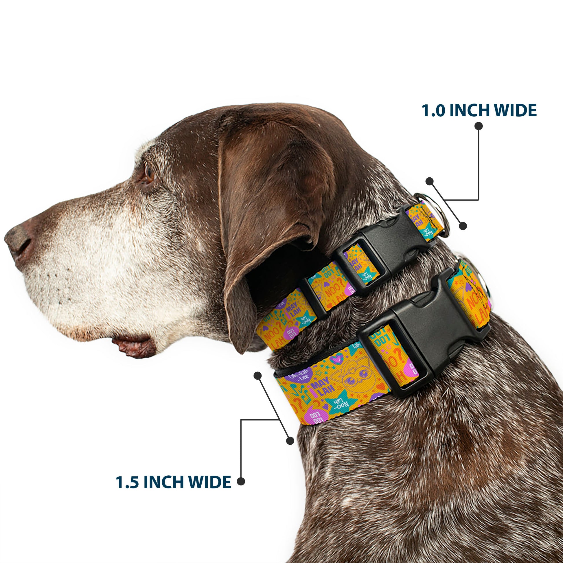Plastic Clip Collar - Furby Furbmoji and Furbish Phrases and Icons Orange/Pink/Purple Plastic Clip Collars Furby