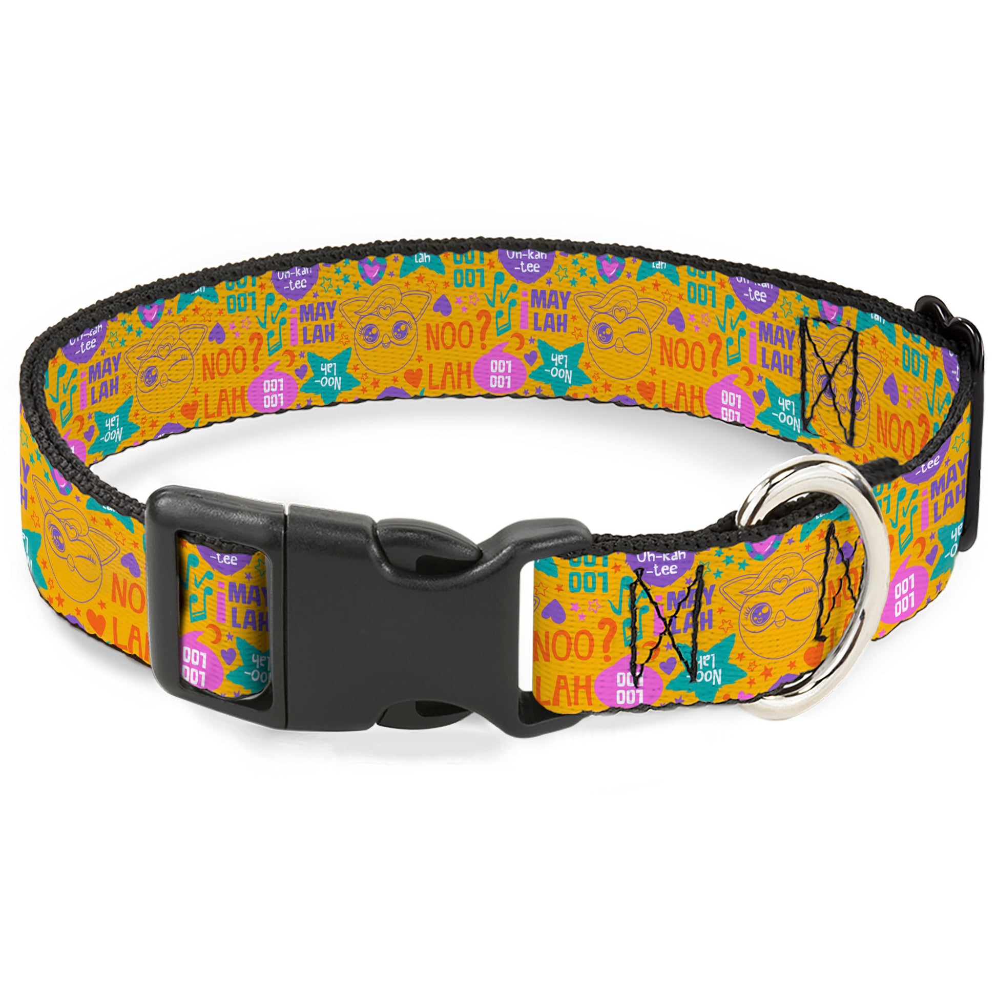 Plastic Clip Collar - Furby Furbmoji and Furbish Phrases and Icons Orange/Pink/Purple Plastic Clip Collars Furby