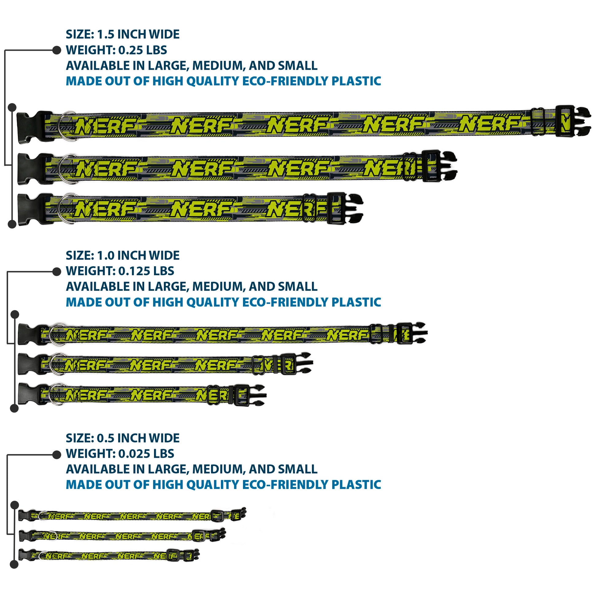 Plastic Clip Collar - NERF Text Glitch Logo Gray/Yellow/Black Plastic Clip Collars Nerf