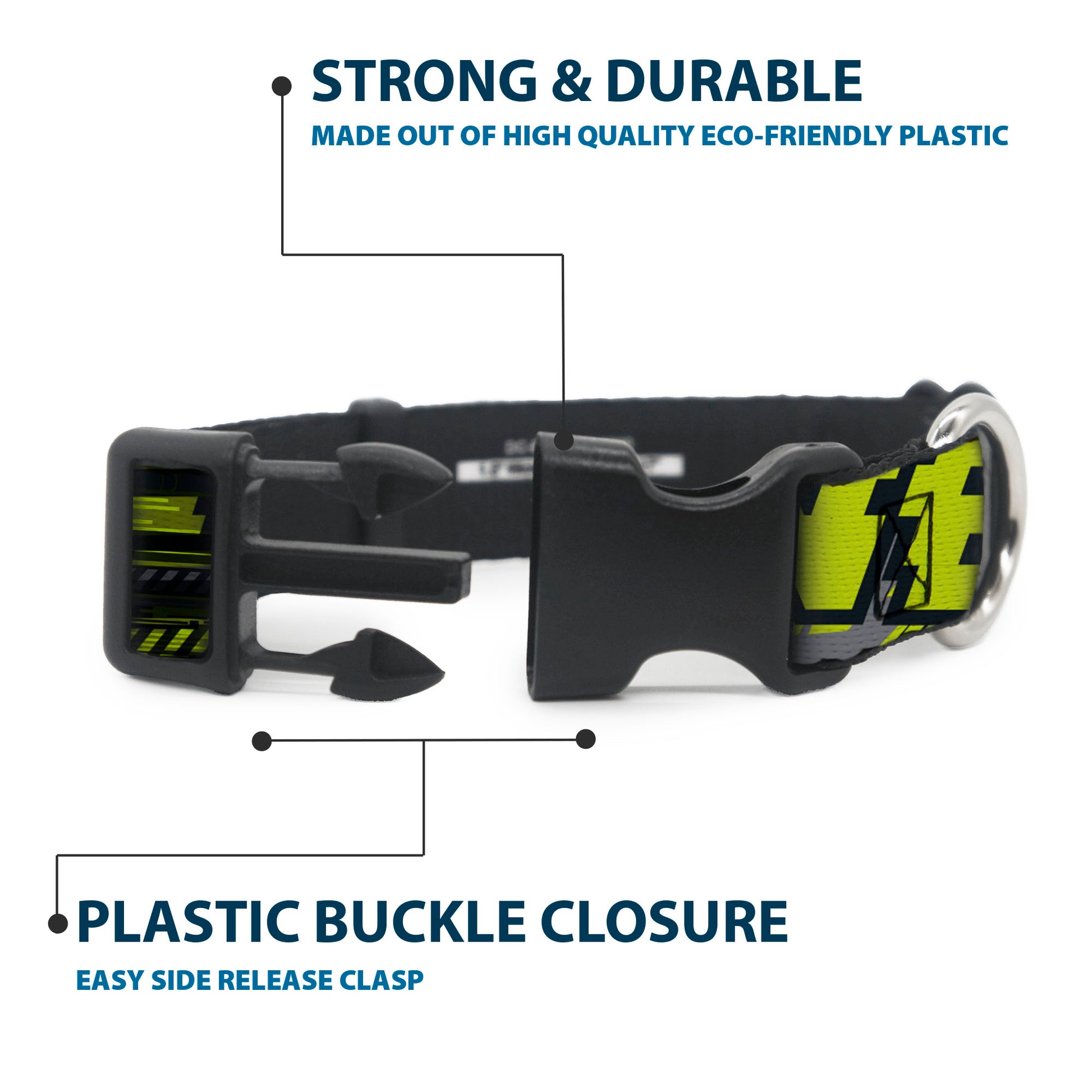 Plastic Clip Collar - NERF Text Glitch Logo Gray/Yellow/Black Plastic Clip Collars Nerf