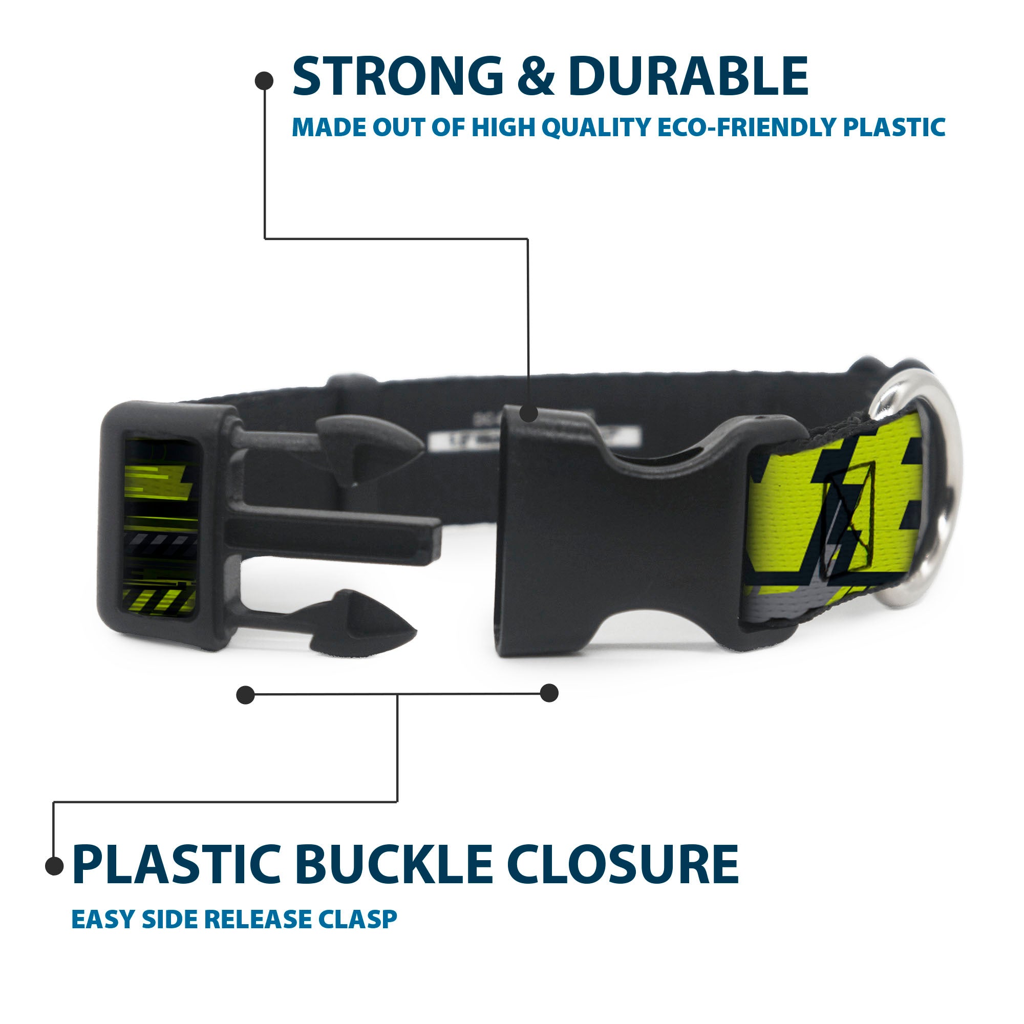Plastic Clip Collar - NERF Text Glitch Logo Gray/Yellow/Black Plastic Clip Collars Nerf