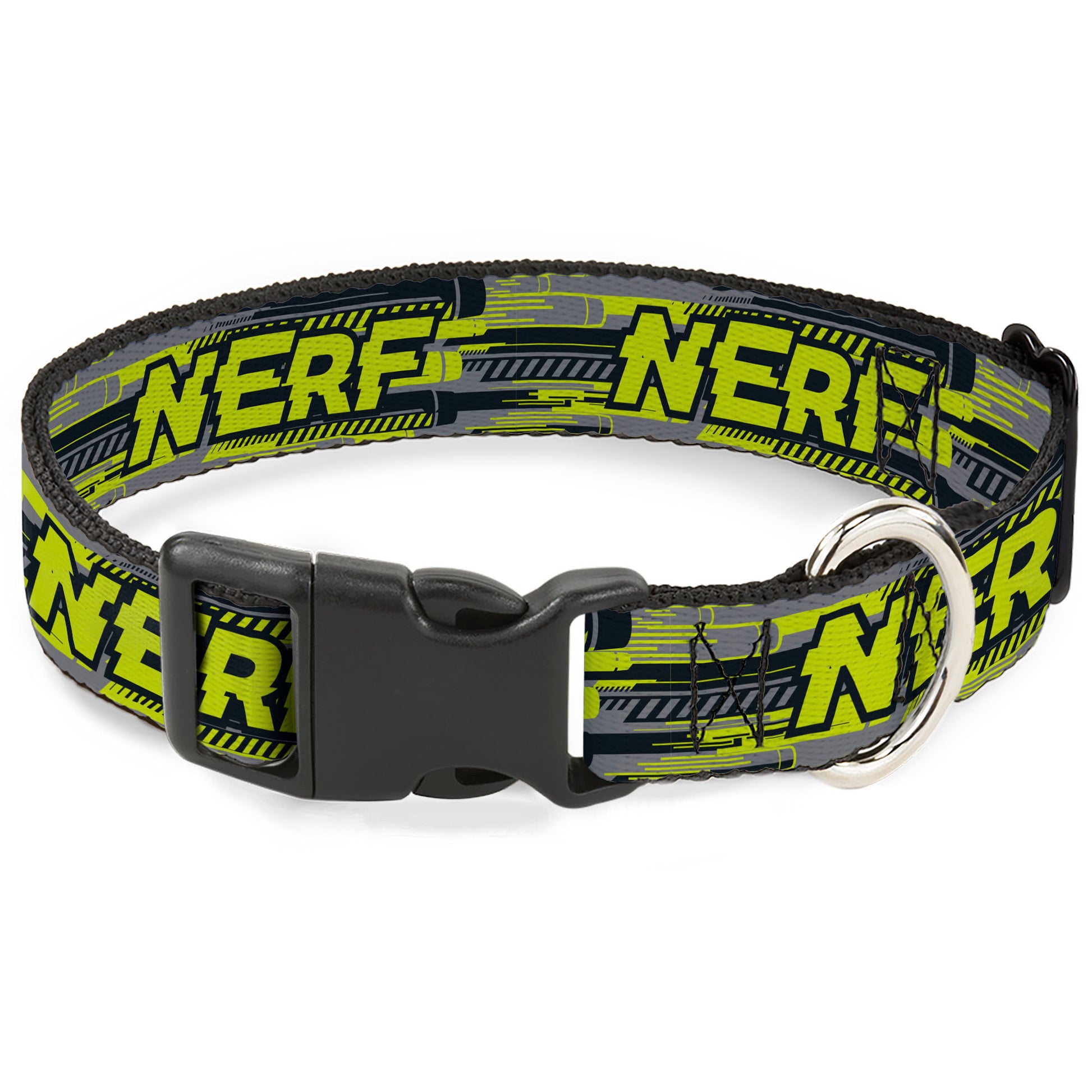 Plastic Clip Collar - NERF Text Glitch Logo Gray/Yellow/Black Plastic Clip Collars Nerf