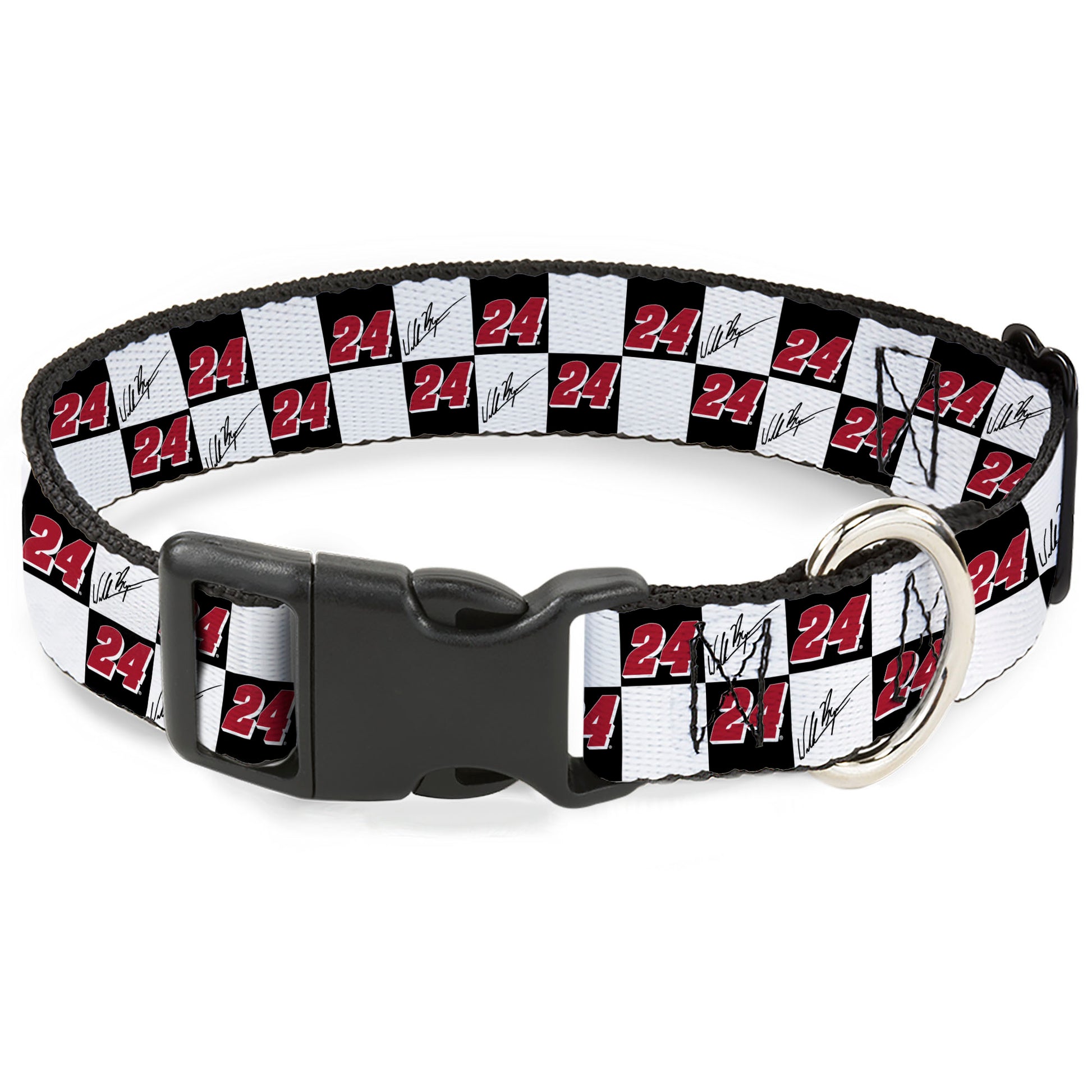 Plastic Clip Collar - William Byron Autograph and #24 Checker Logo Black/White/Red Plastic Clip Collars Hendrick Motorsports