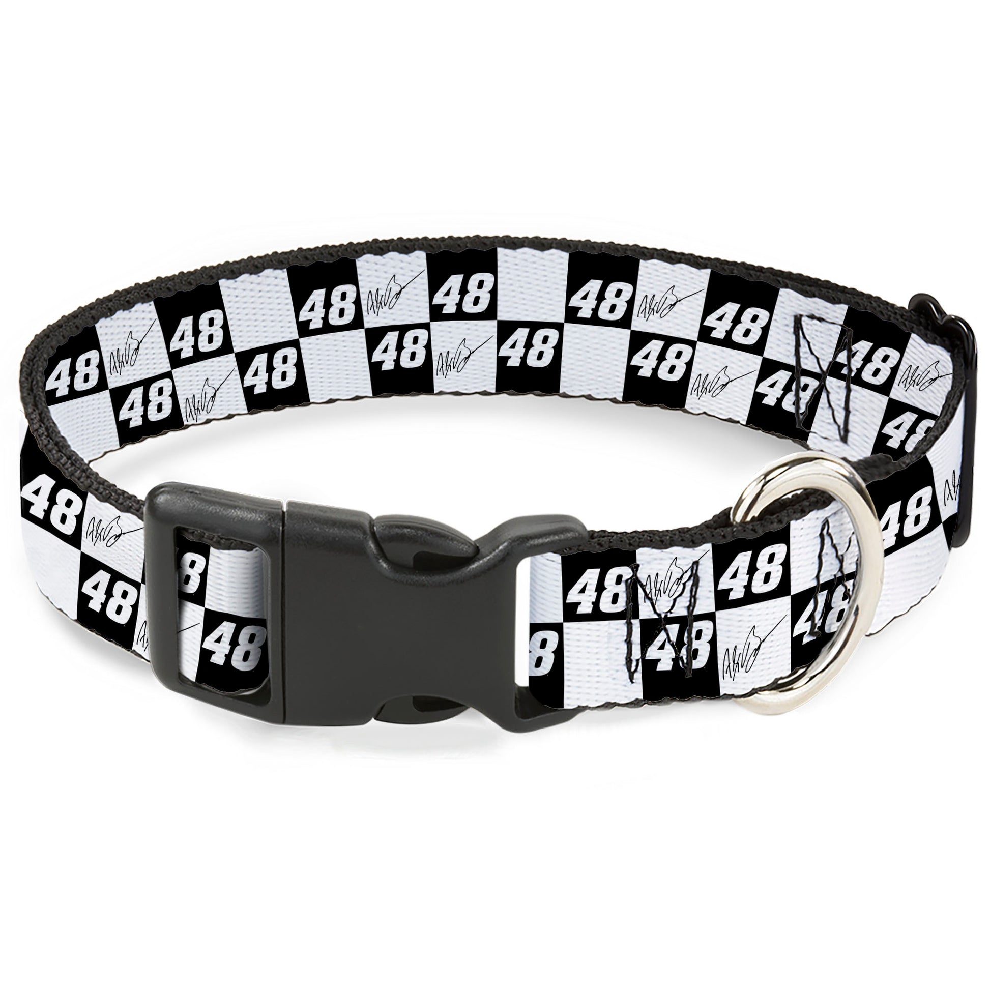 Plastic Clip Collar - Alex Bowman Autograph and #48 Checker Logo Black/White Plastic Clip Collars Hendrick Motorsports