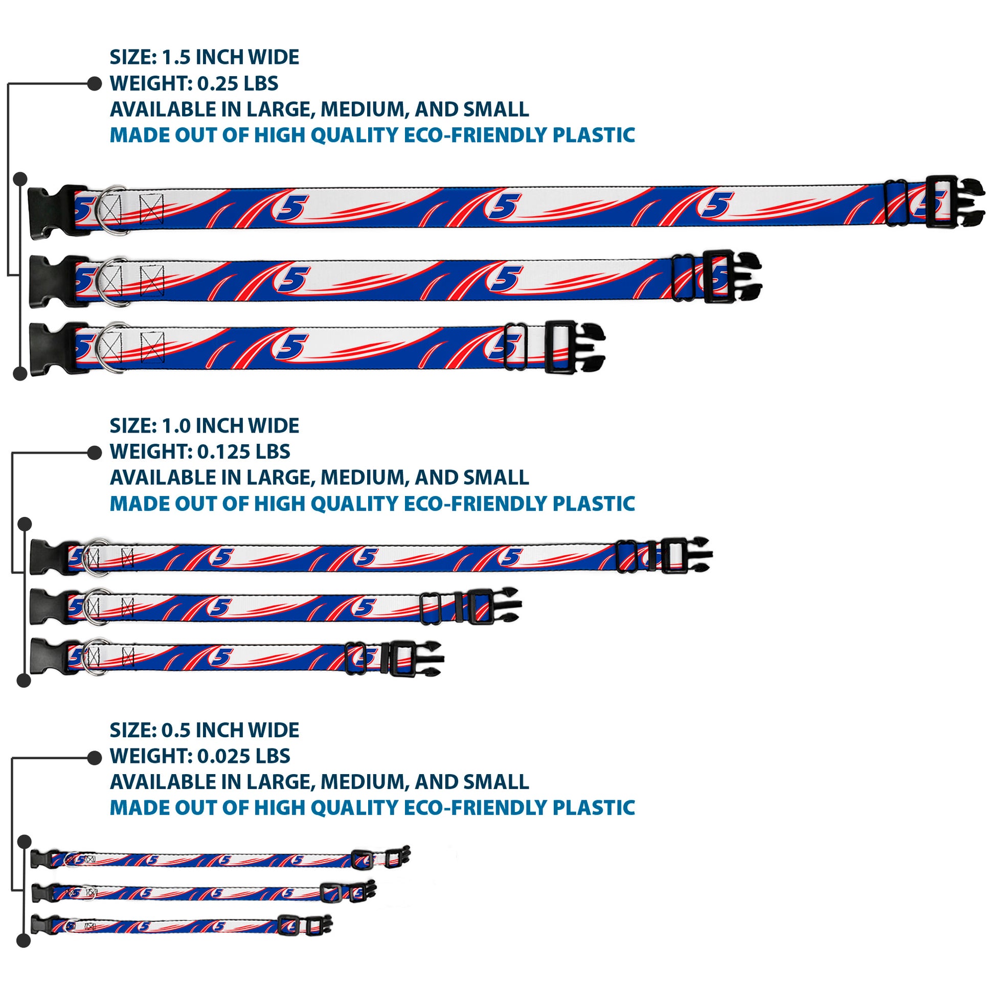 Plastic Clip Collar - Kyle Larson #5 Car Scheme White/Blue/Red Plastic Clip Collars Hendrick Motorsports