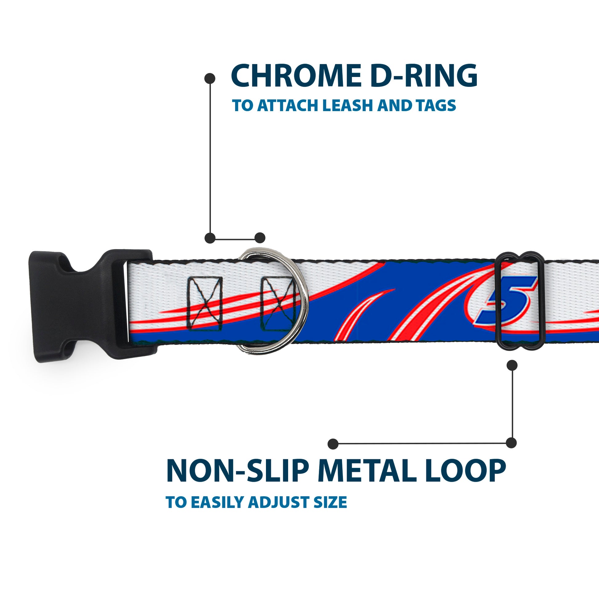 Plastic Clip Collar - Kyle Larson #5 Car Scheme White/Blue/Red Plastic Clip Collars Hendrick Motorsports