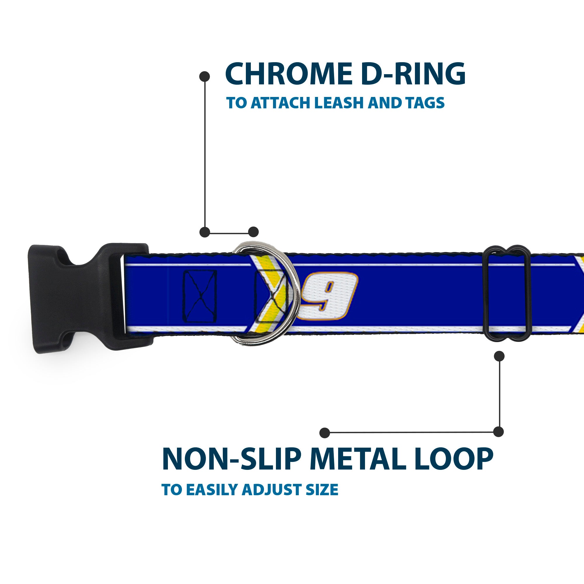 Plastic Clip Collar - Chase Elliott #9 Car Scheme Blue/Yellow/White Plastic Clip Collars Hendrick Motorsports