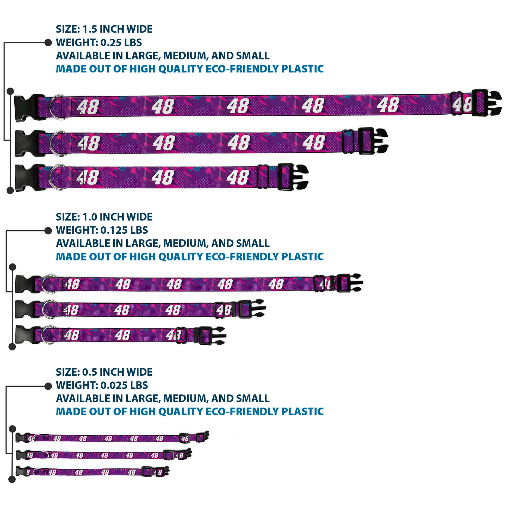 Plastic Clip Collar - Alex Bowman #48 Car Scheme Purples/Pinks/White Plastic Clip Collars Hendrick Motorsports