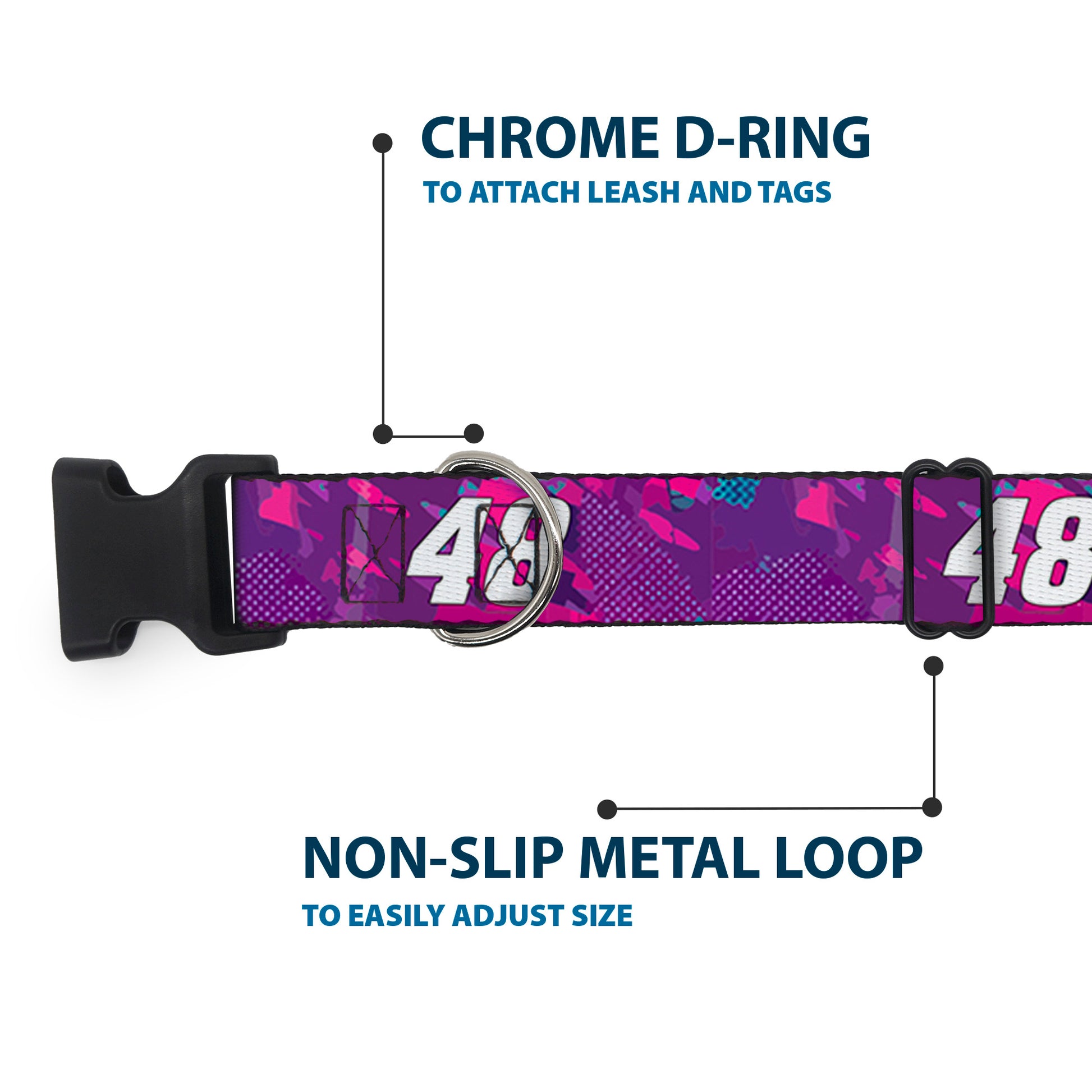 Plastic Clip Collar - Alex Bowman #48 Car Scheme Purples/Pinks/White Plastic Clip Collars Hendrick Motorsports