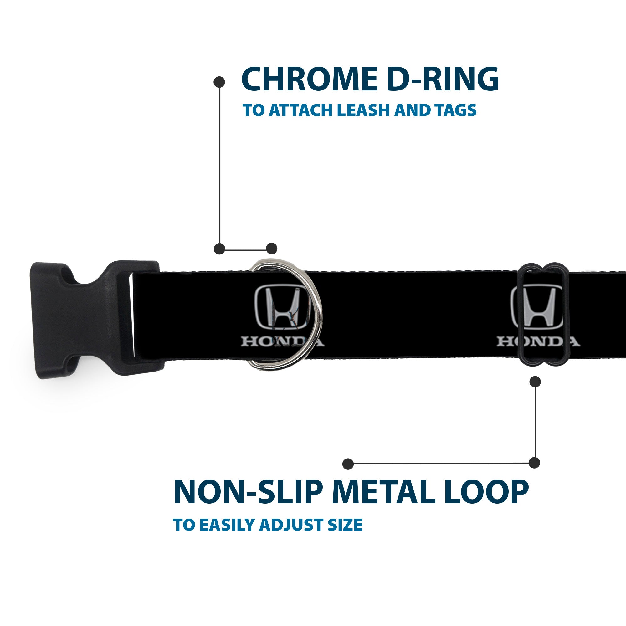 Plastic Clip Collar - Honda Logo Black/Silver Plastic Clip Collars Honda
