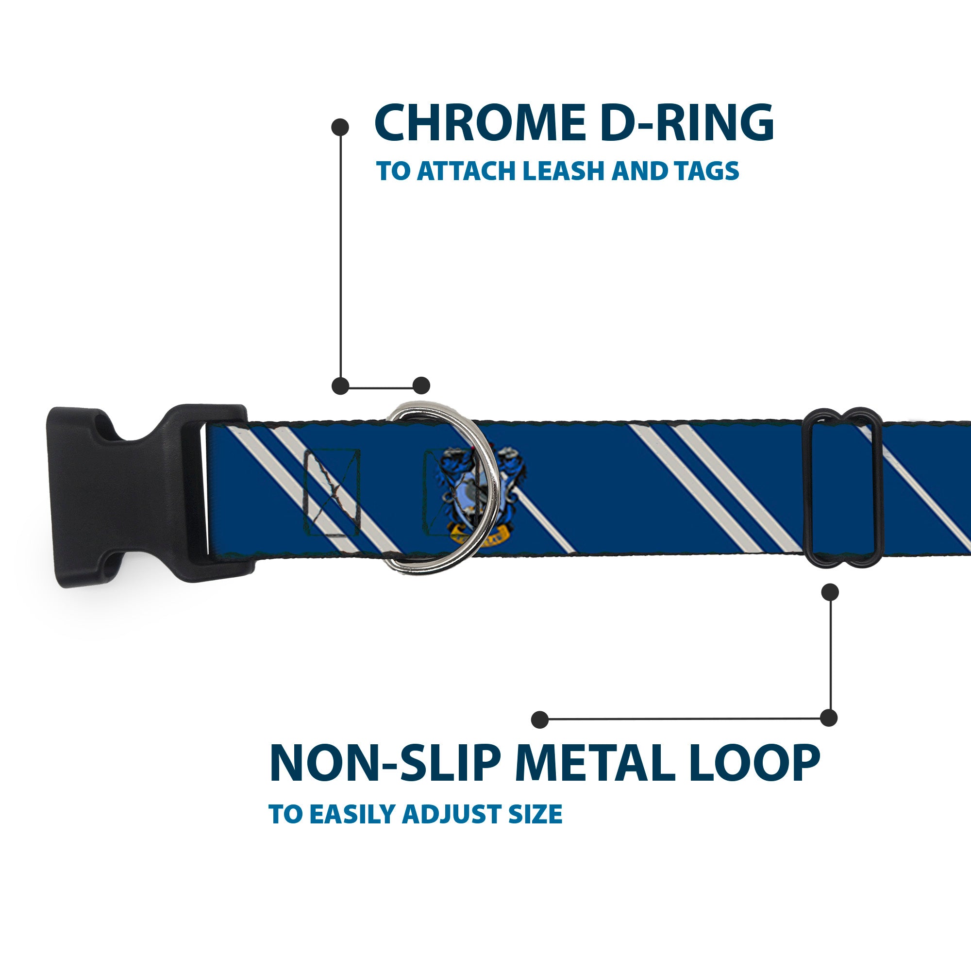 Plastic Clip Collar - RAVENCLAW Crest/Stripe Blue/Gray Plastic Clip Collars Harry Potter