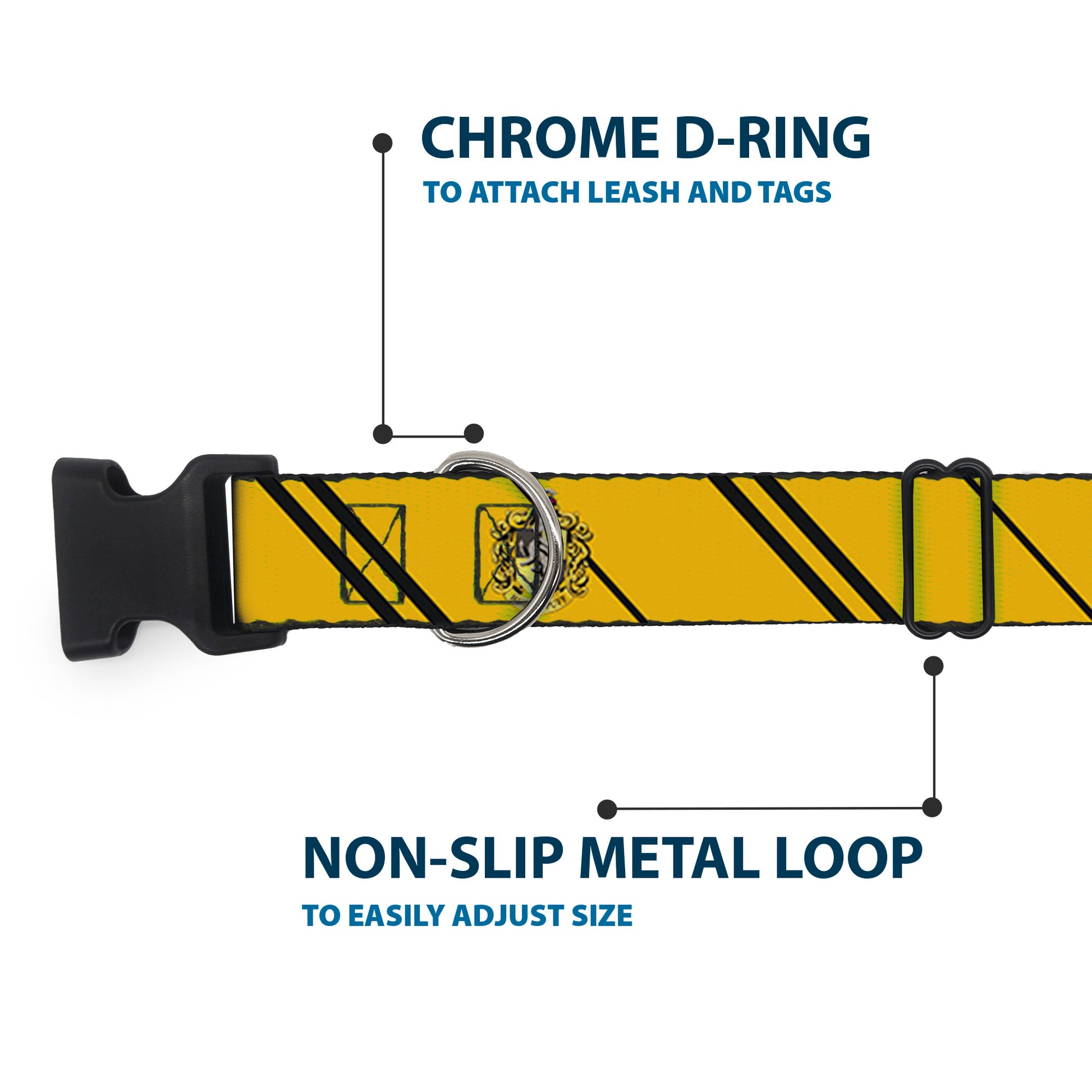 Plastic Clip Collar - HUFFLEPUFF Crest/Stripe Yellow/Black Plastic Clip Collars Harry Potter