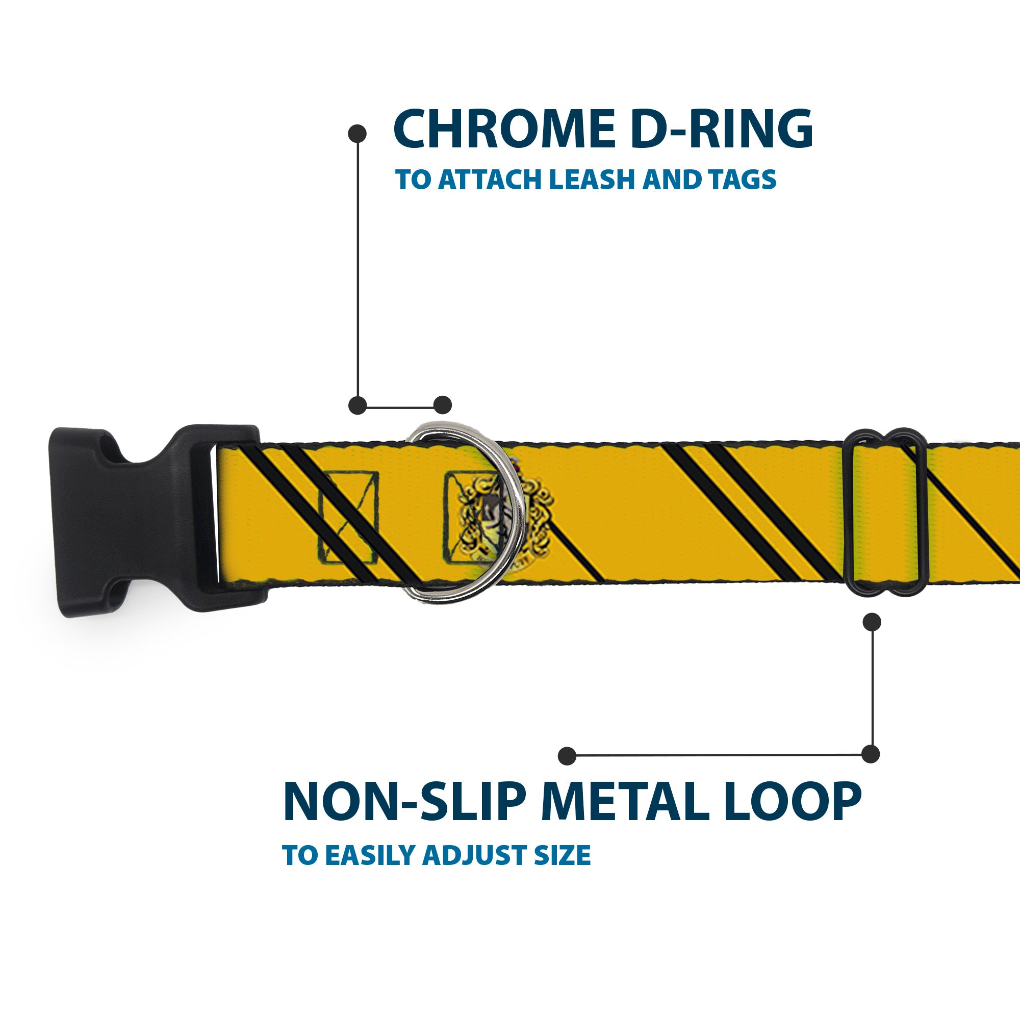 Plastic Clip Collar - HUFFLEPUFF Crest/Stripe Yellow/Black Plastic Clip Collars Harry Potter