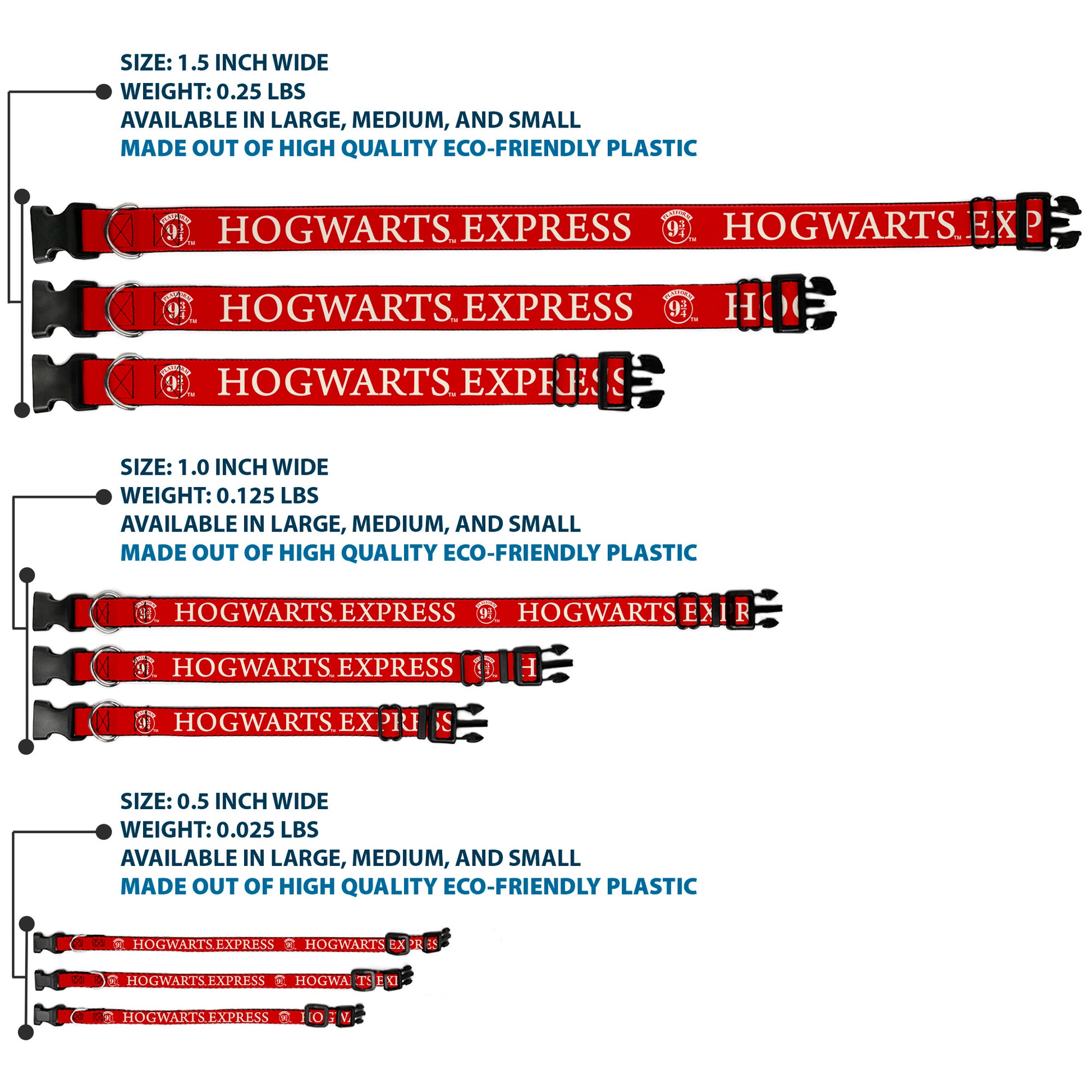 Plastic Clip Collar - HOGWARTS EXPRESS 9¾ Red/White Plastic Clip Collars Harry Potter