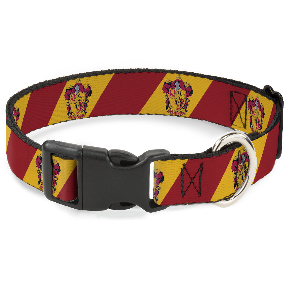 Plastic Clip Collar - GRYFFINDOR Crest Diagonal Stripe Gold/Red Plastic Clip Collars Harry Potter