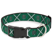 Plastic Clip Collar - Harry Potter Slytherin Crest Plaid Greens/Gray Plastic Clip Collars Harry Potter