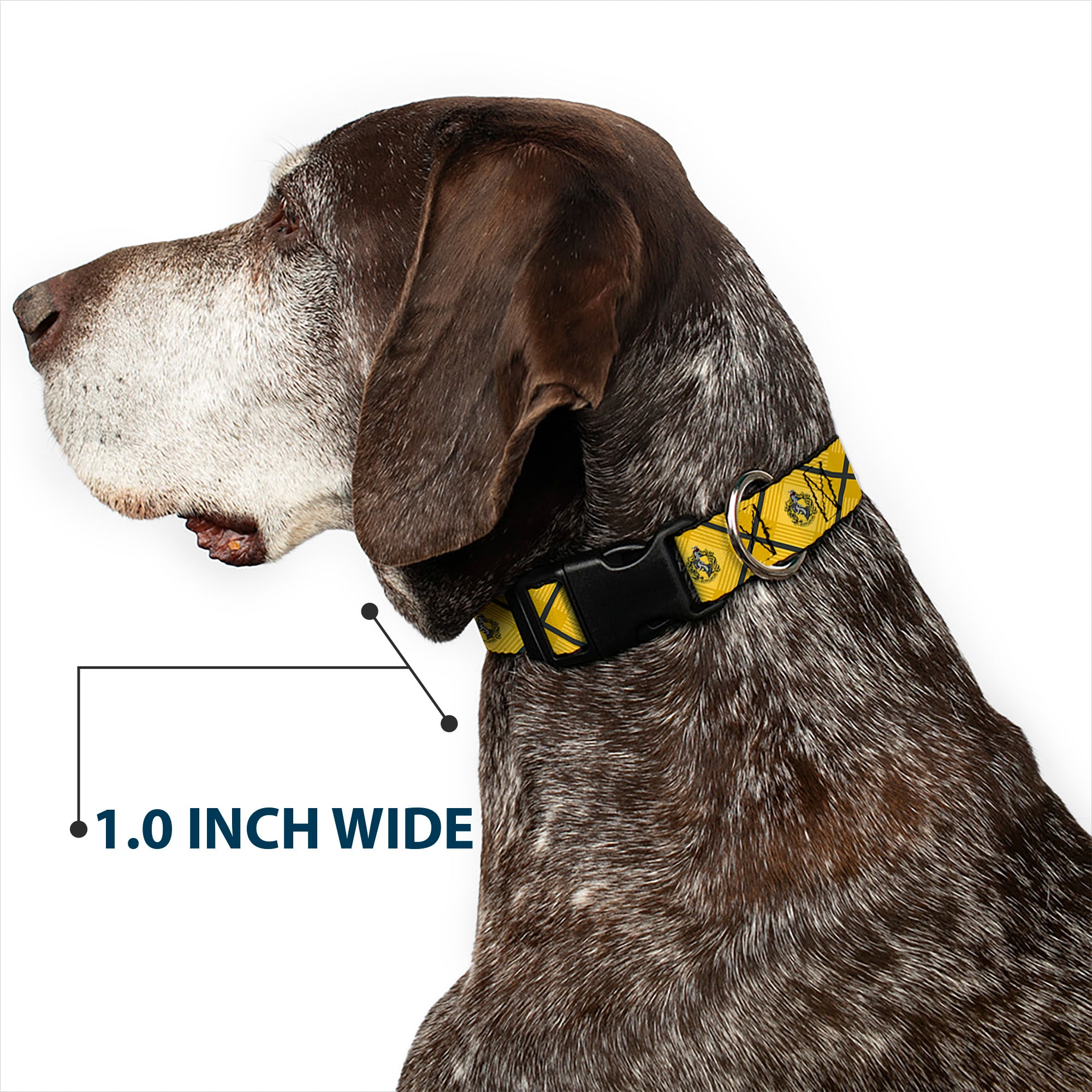 Plastic Clip Collar - Harry Potter Hufflepuff Crest Plaid Yellows/Gray Plastic Clip Collars Harry Potter
