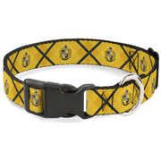 Plastic Clip Collar - Harry Potter Hufflepuff Crest Plaid Yellows/Gray Plastic Clip Collars Harry Potter