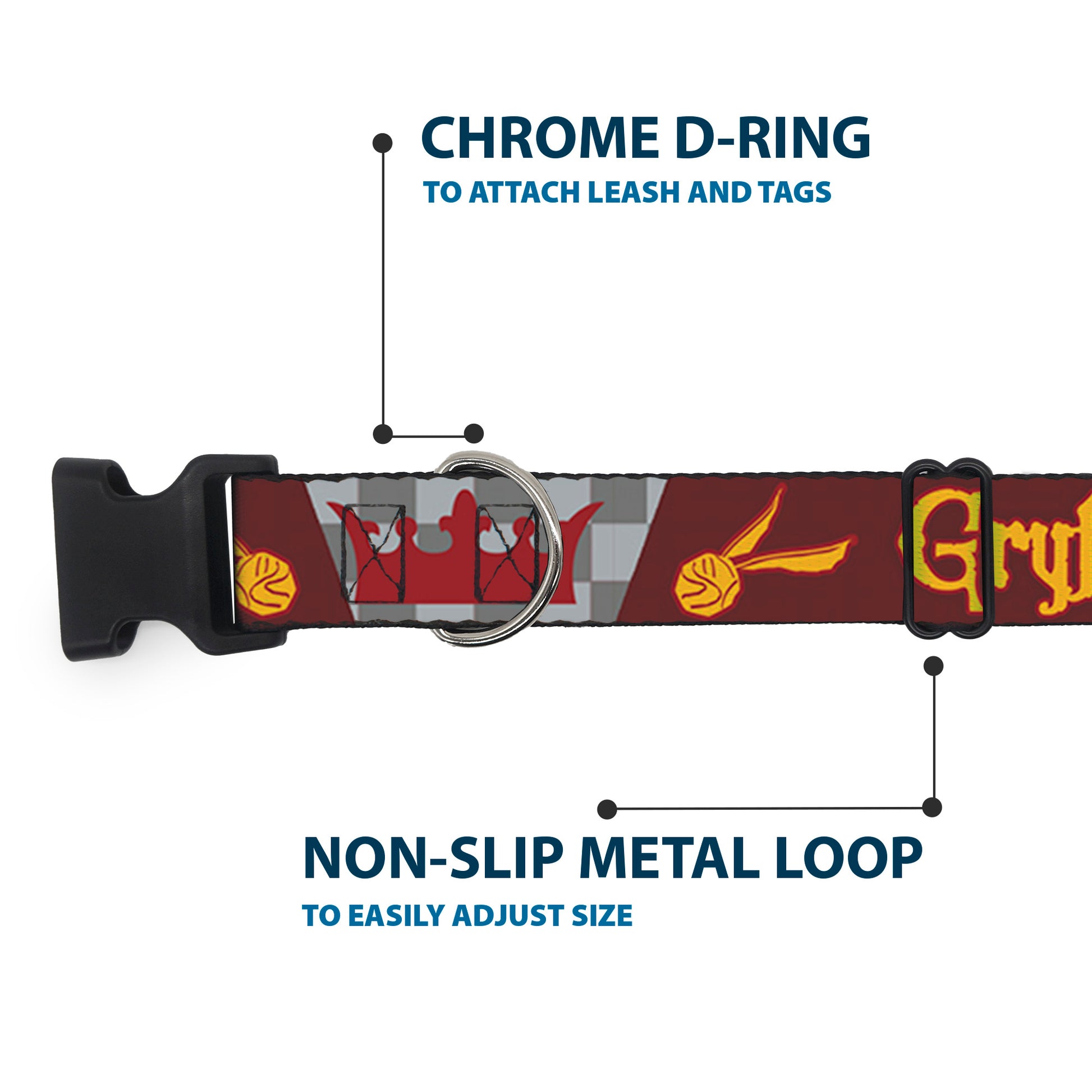 Plastic Clip Collar - Harry Potter GRYFFINDOR/Quiditch Ball/Crown Burgundy Red/Golds/Grays Plastic Clip Collars Harry Potter