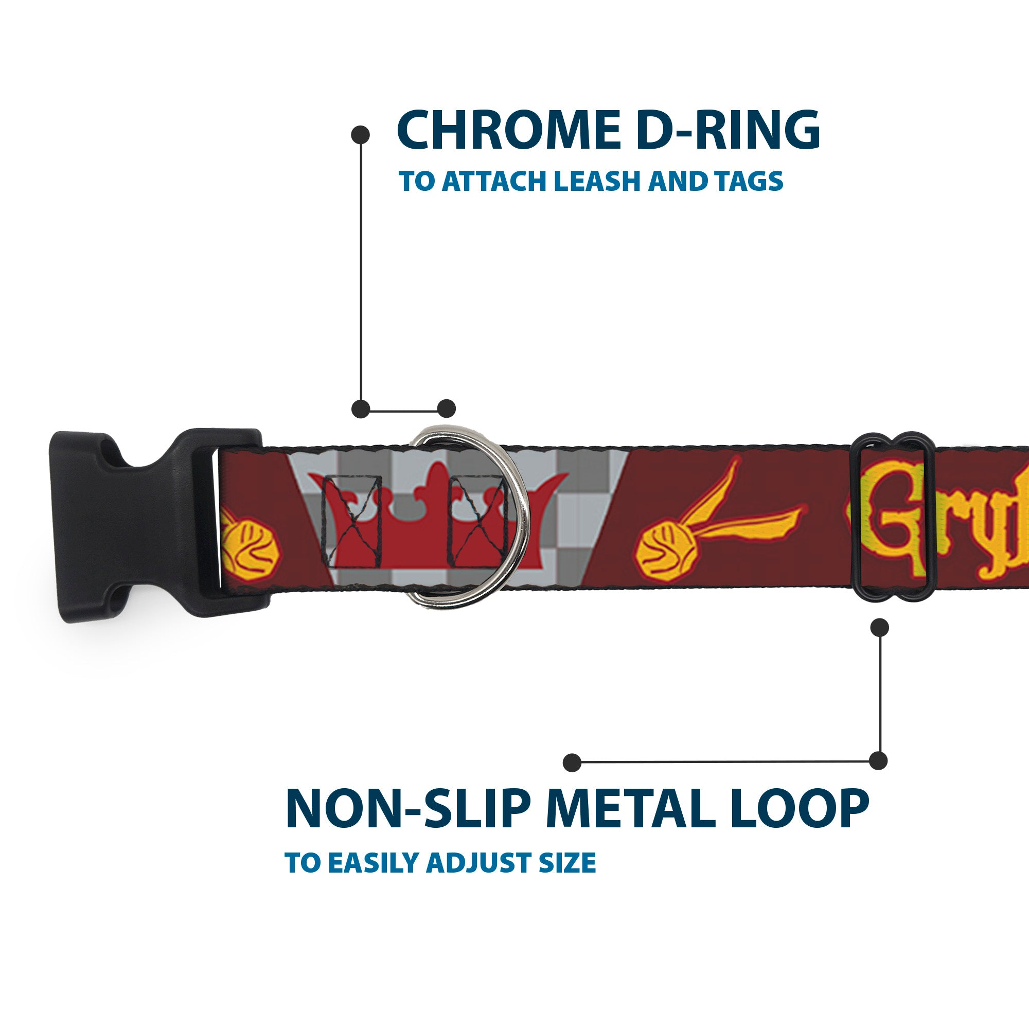 Plastic Clip Collar - Harry Potter GRYFFINDOR/Quiditch Ball/Crown Burgundy Red/Golds/Grays Plastic Clip Collars Harry Potter
