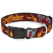 Plastic Clip Collar - Harry Potter GRYFFINDOR/Quiditch Ball/Crown Burgundy Red/Golds/Grays Plastic Clip Collars Harry Potter