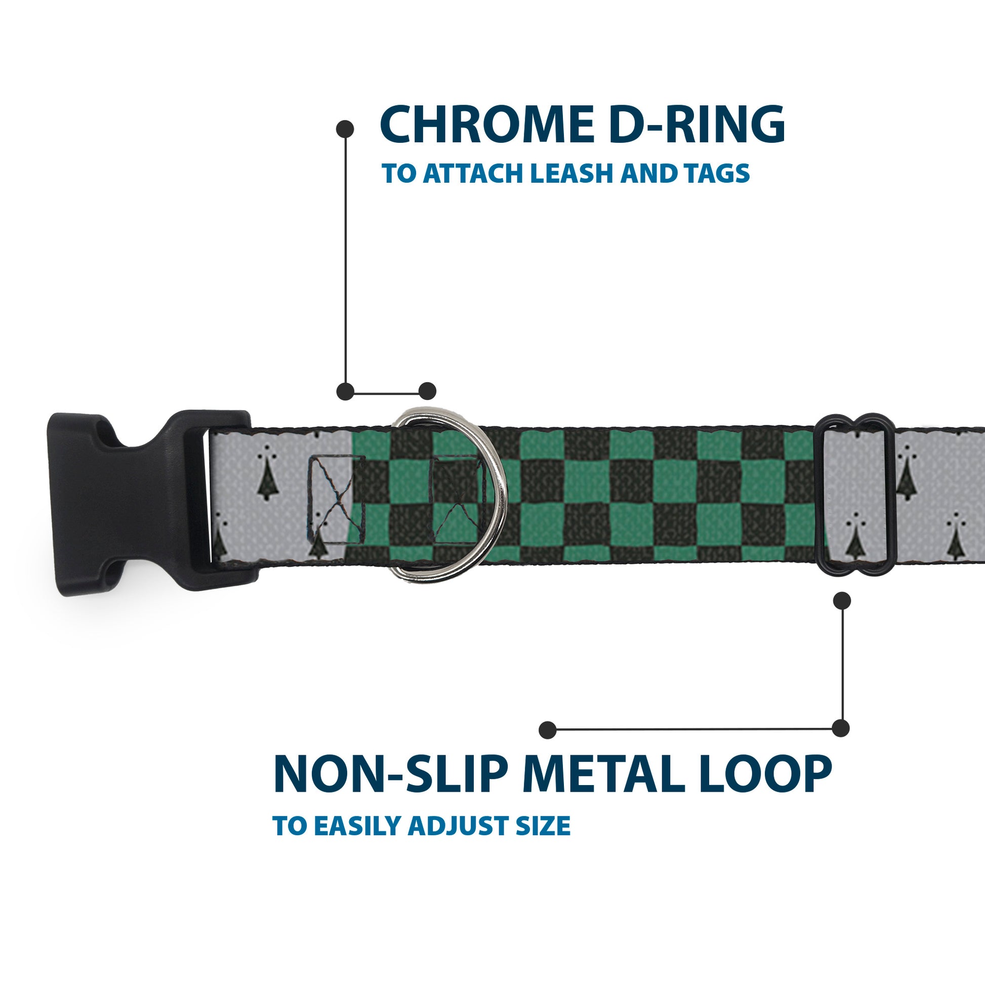 Plastic Clip Collar - Harry Potter SLYTHERIN/Checker Blocks Grays/Greens Plastic Clip Collars Harry Potter