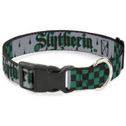 Plastic Clip Collar - Harry Potter SLYTHERIN/Checker Blocks Grays/Greens Plastic Clip Collars Harry Potter