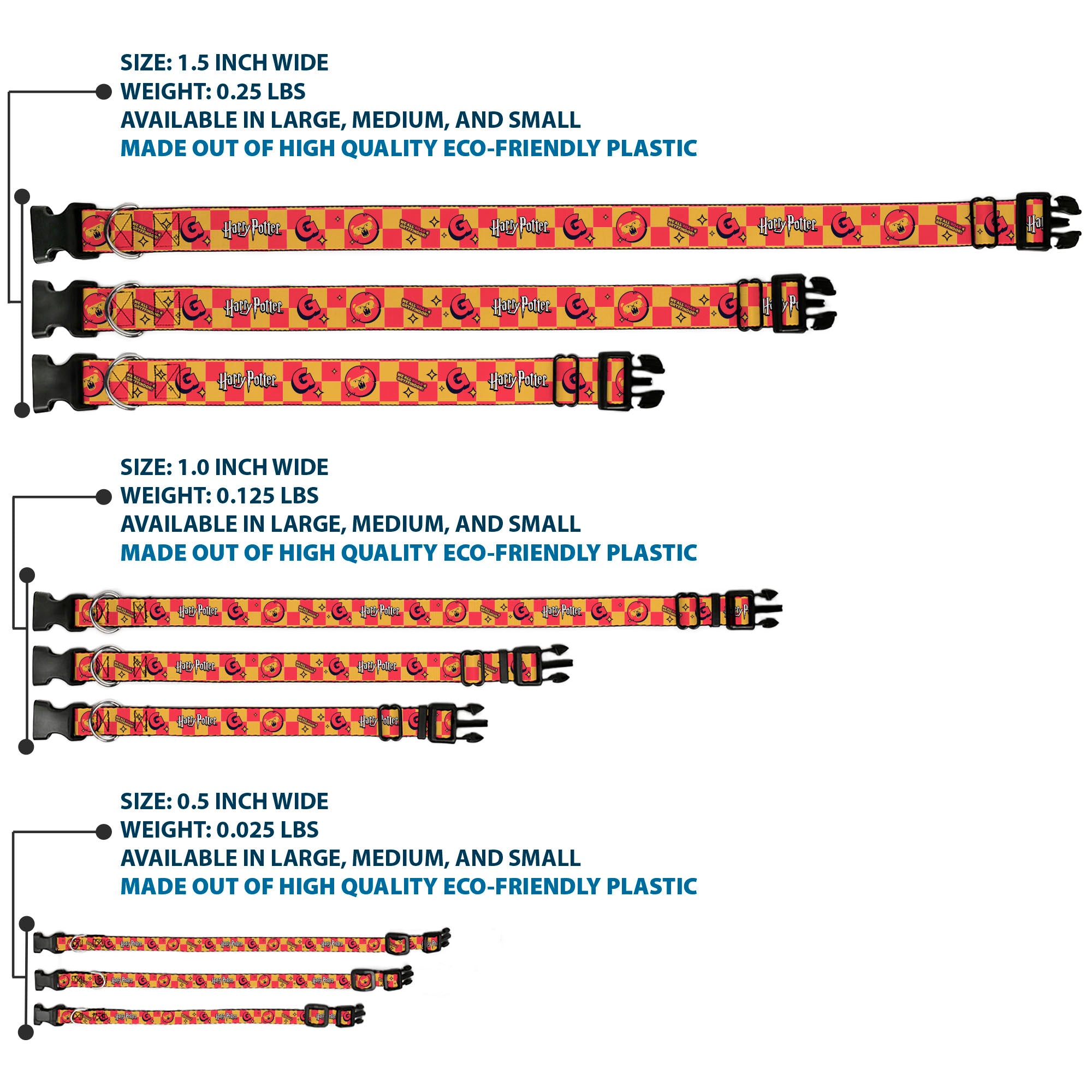 Plastic Clip Collar - Harry Potter Gryffindor Icons Checker Yellow/Red Plastic Clip Collars Harry Potter