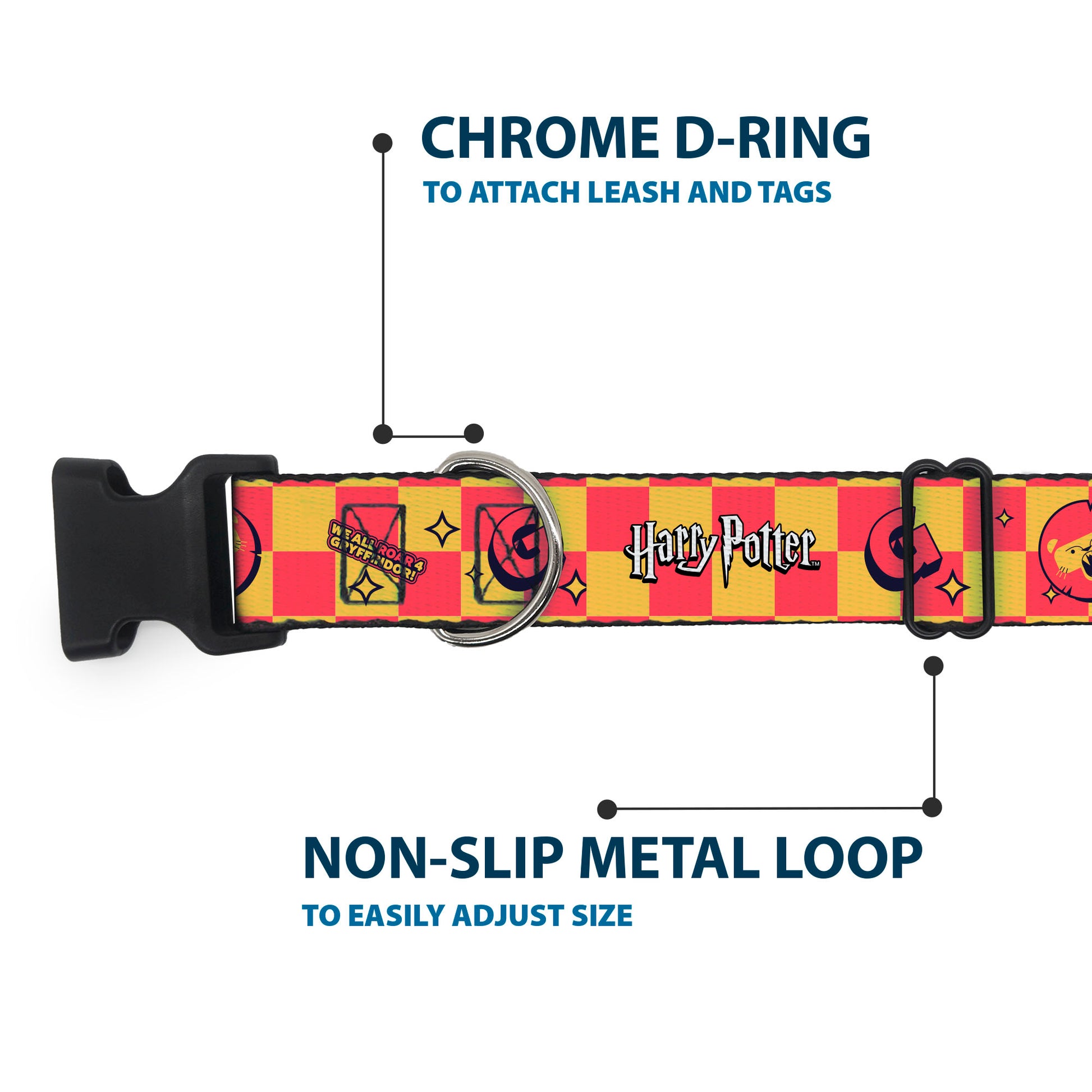 Plastic Clip Collar - Harry Potter Gryffindor Icons Checker Yellow/Red Plastic Clip Collars Harry Potter