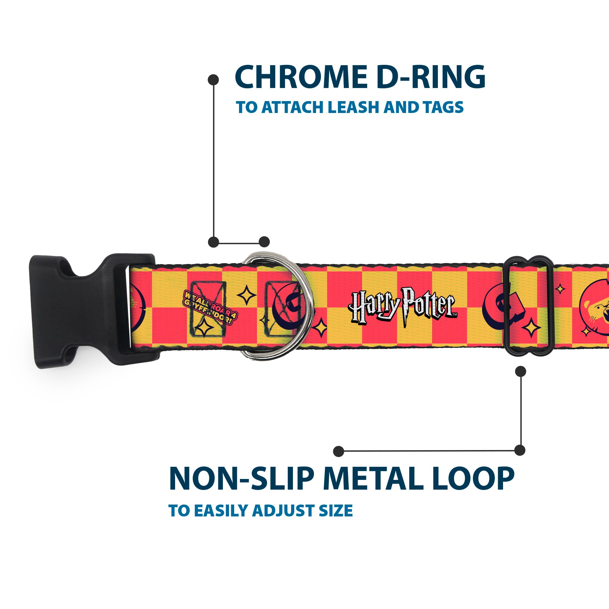 Plastic Clip Collar - Harry Potter Gryffindor Icons Checker Yellow/Red Plastic Clip Collars Harry Potter