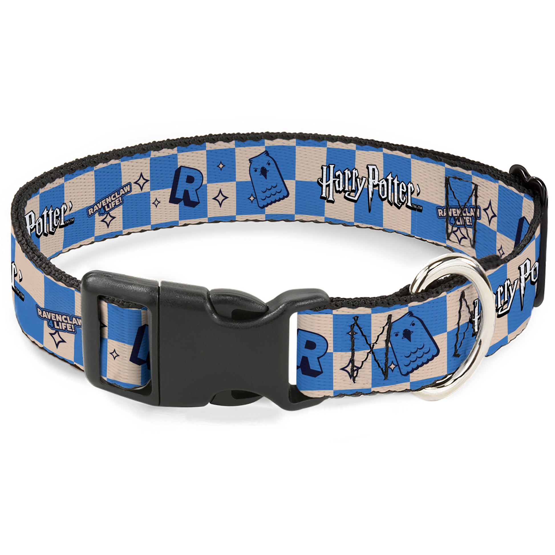 Plastic Clip Collar - Harry Potter Ravenclaw Icons Checker White/Blue Plastic Clip Collars Harry Potter