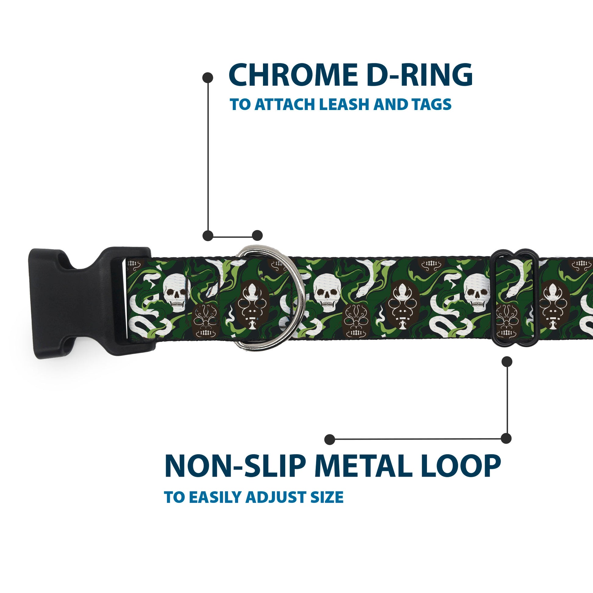 Plastic Clip Collar - HARRY POTTER Slytherin Camo and Title Logo Greens Plastic Clip Collars Harry Potter