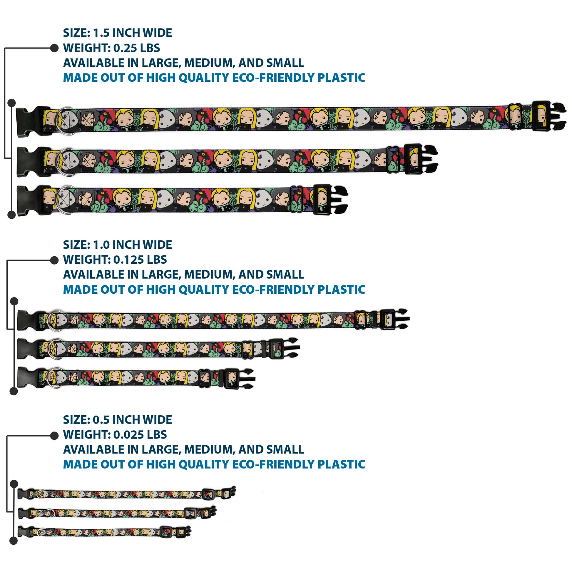 Plastic Clip Collar - Harry Potter Chibi Slytherin House Characters and Icons Plastic Clip Collars Harry Potter