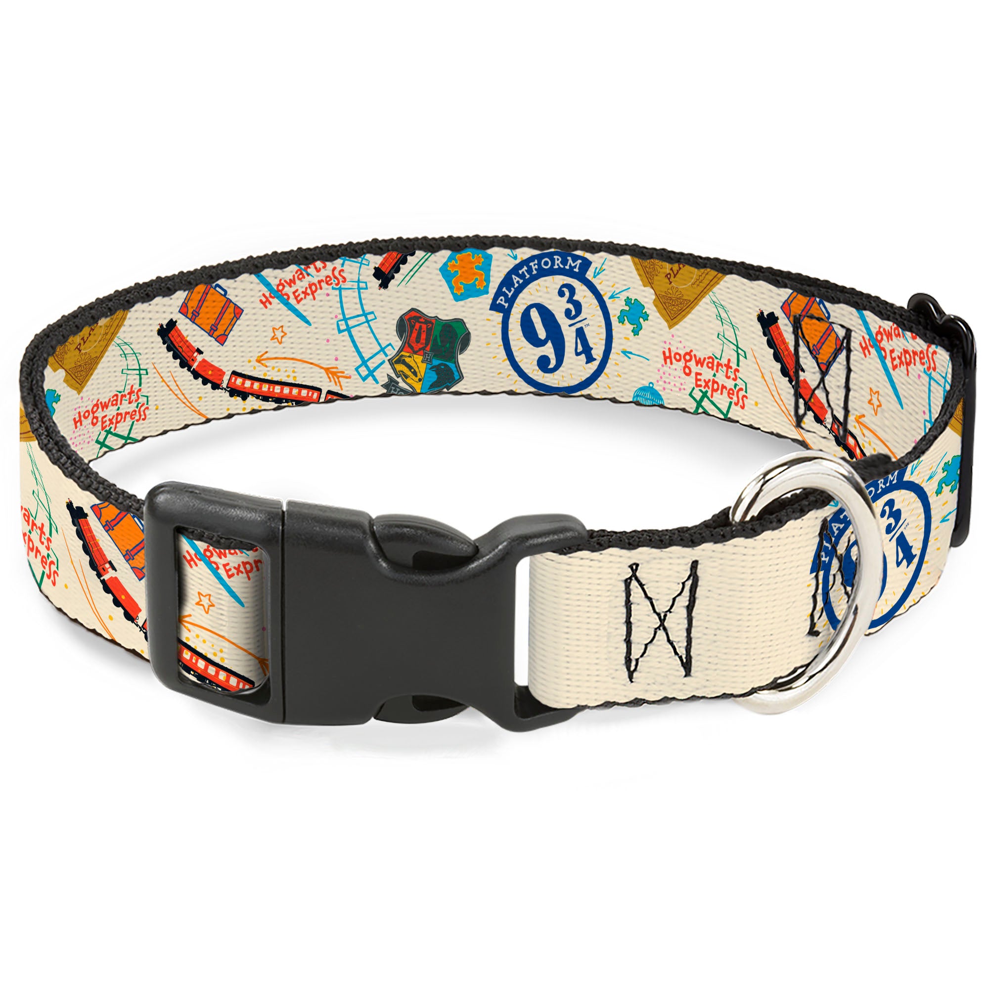 Plastic Clip Collar - Harry Potter HOGWARTS EXPRESS Icons Collage Beige/Multi Color Plastic Clip Collars Harry Potter