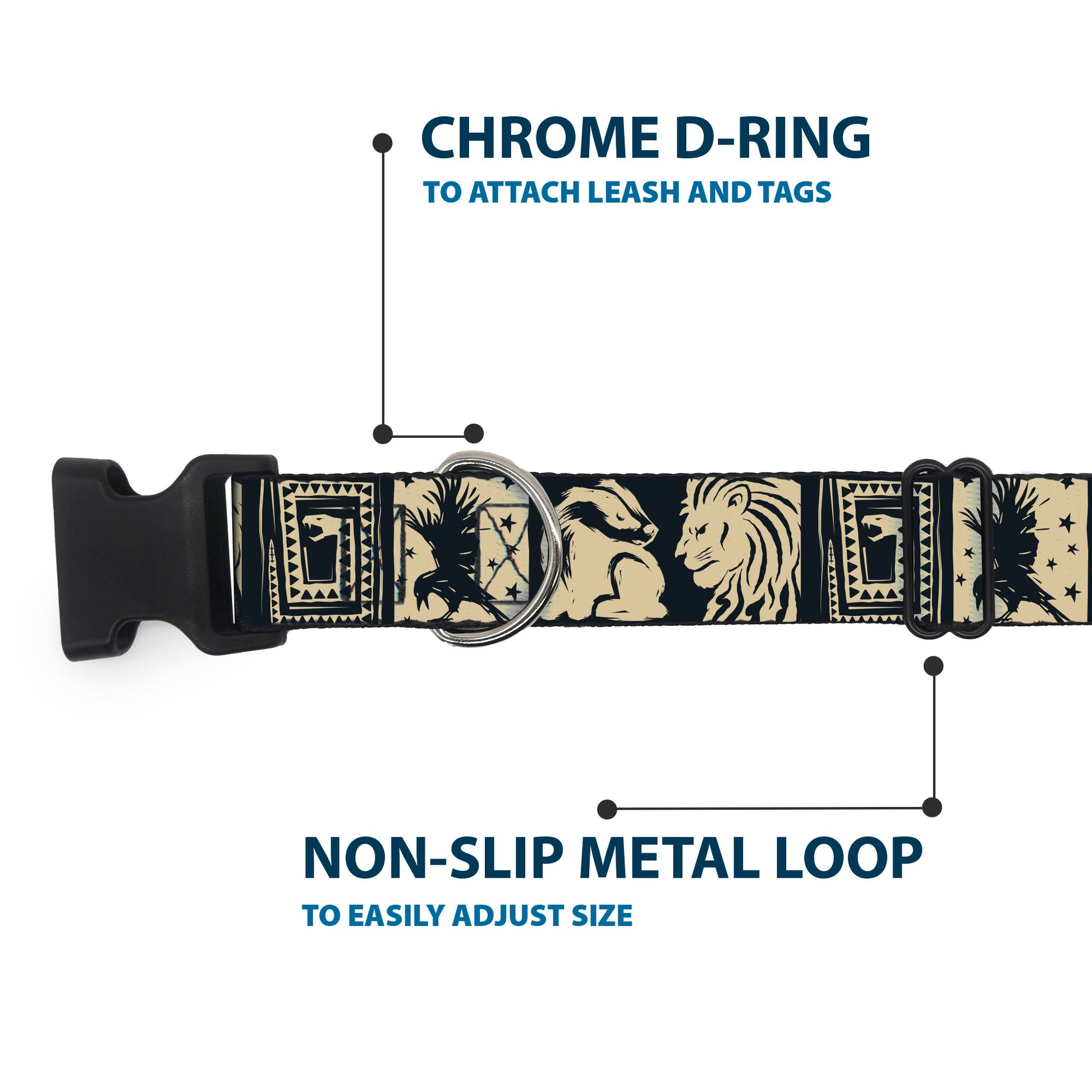 Plastic Clip Collar - Harry Potter Hogwarts House Patch Blocks Tan/Black Plastic Clip Collars Harry Potter