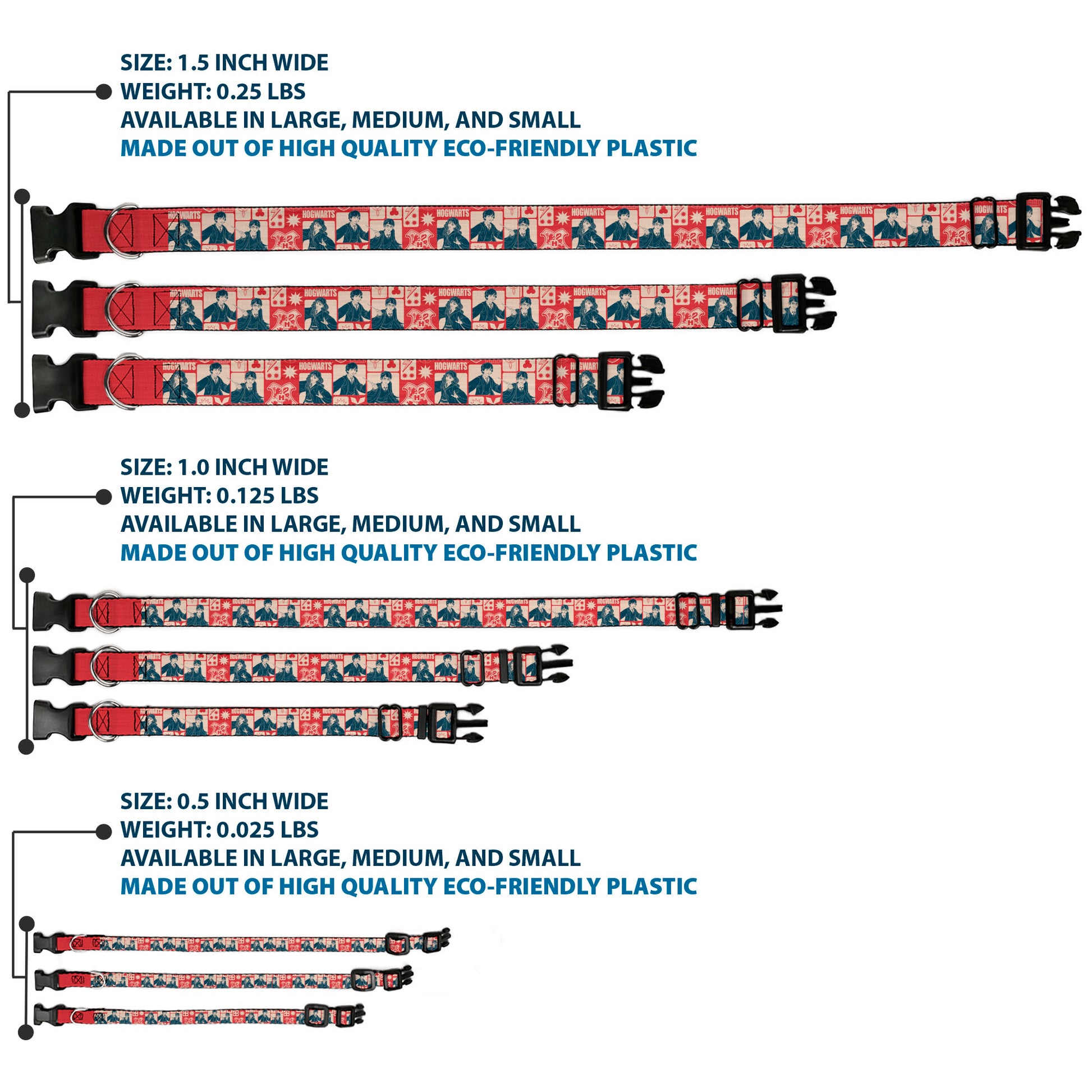 Plastic Clip Collar - Harry Potter HOGWARTS The Golden Trio Magic Collage Reds Plastic Clip Collars Harry Potter