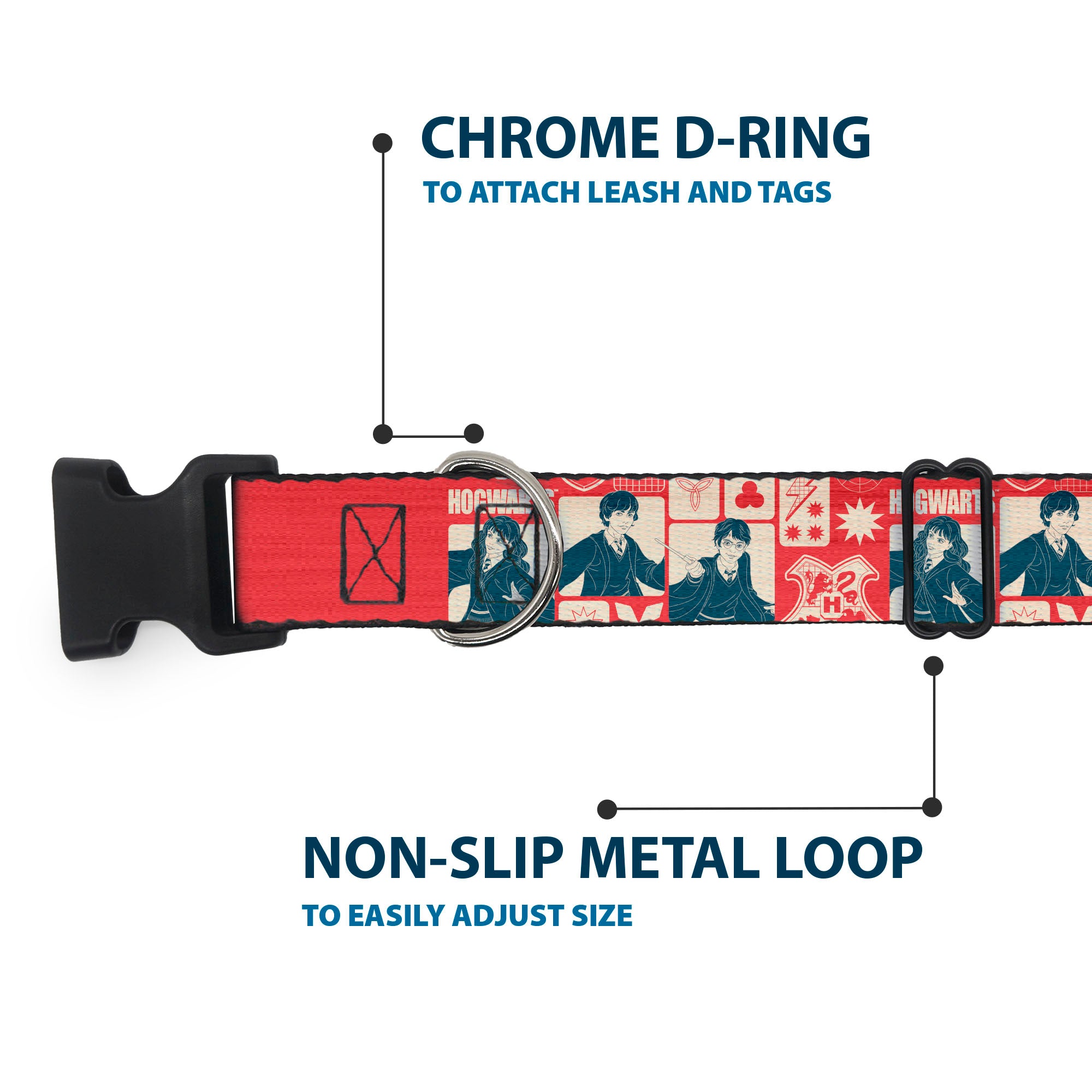 Plastic Clip Collar - Harry Potter HOGWARTS The Golden Trio Magic Collage Reds Plastic Clip Collars Harry Potter