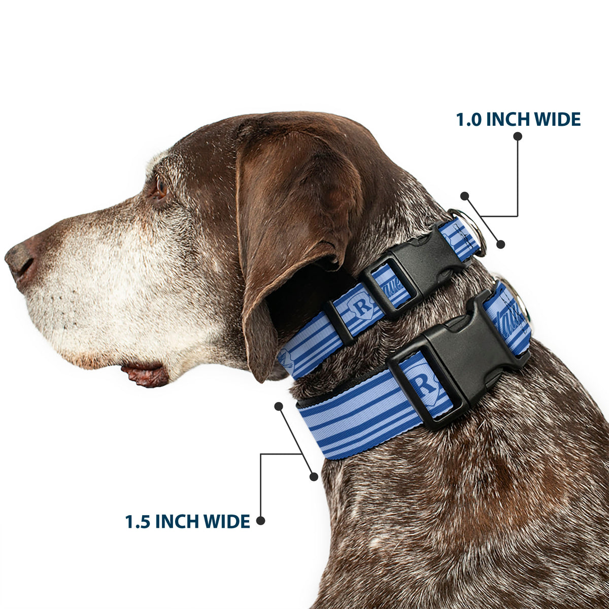 Plastic Clip Collar - Harry Potter Ravenclaw House Champion Icons Stripe Blues Dog Collars Plastic Clip Side Release Harry Potter