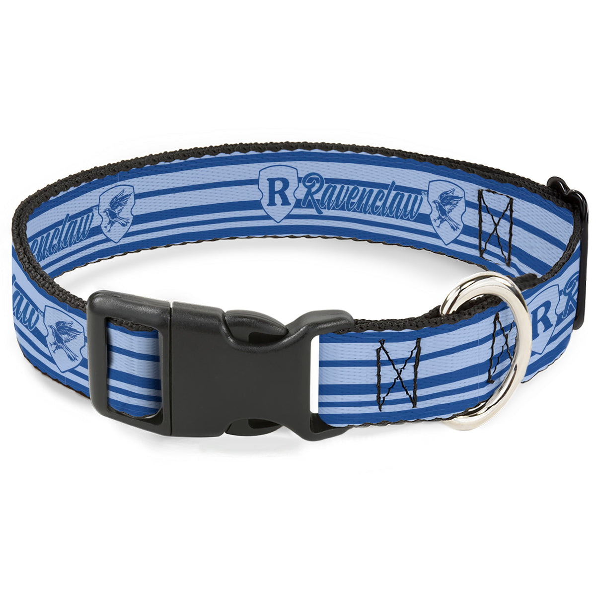 Plastic Clip Collar - Harry Potter Ravenclaw House Champion Icons Stripe Blues Dog Collars Plastic Clip Side Release Harry Potter