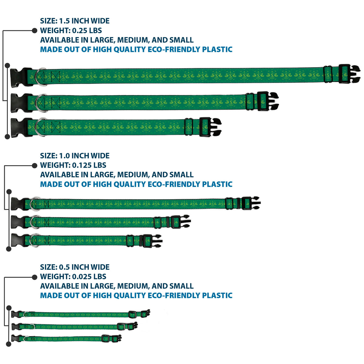Plastic Clip Collar - Harry Potter Slytherin House Pride Banner Greens Dog Collars Plastic Clip Side Release Harry Potter