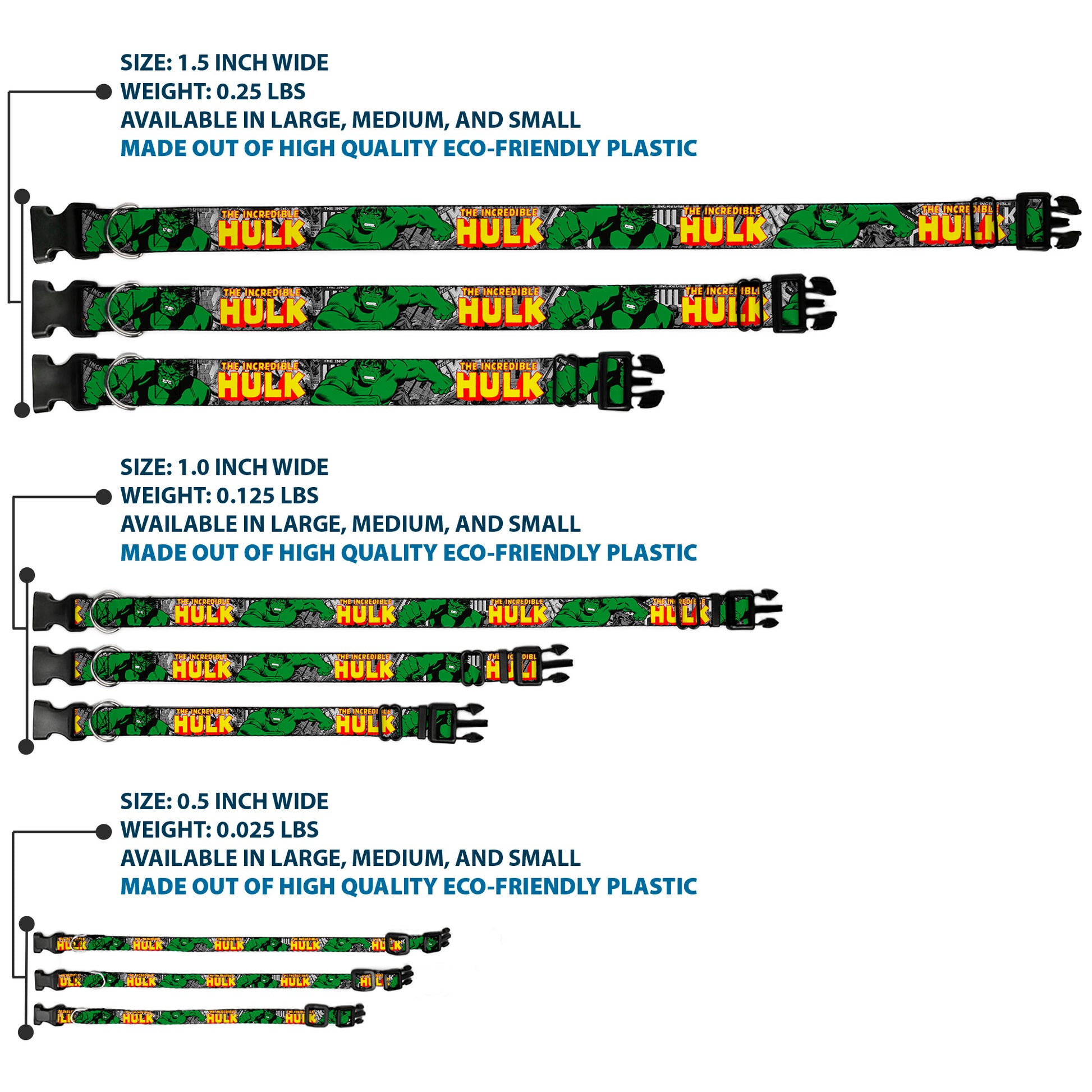 Plastic Clip Collar - THE INCREDIBLE HULK Action Poses/Stacked Comics Plastic Clip Collars Marvel Comics