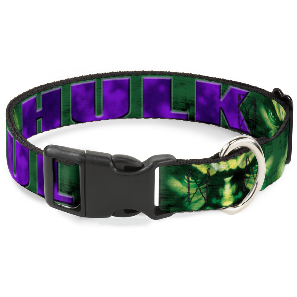 Plastic Clip Collar - HULK Face CLOSE-UP/Action Pose Greens/Purples Plastic Clip Collars Marvel Comics
