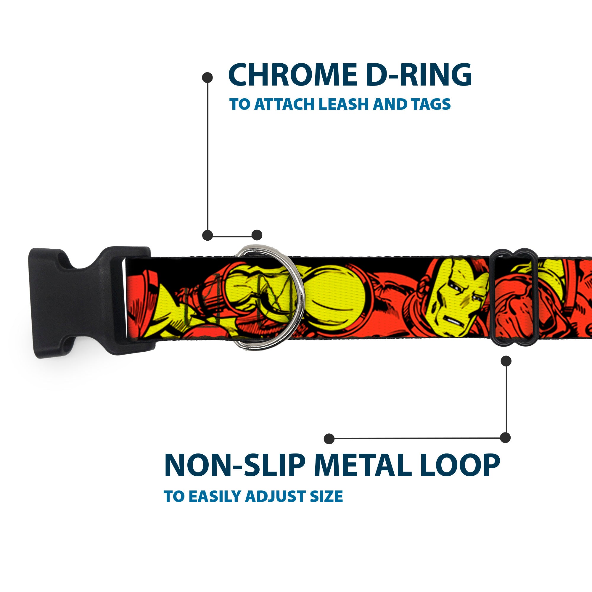 Plastic Clip Collar - THE INVINCIBLE IRON MAN Action Poses Black/Red/Yellow Plastic Clip Collars Marvel Comics