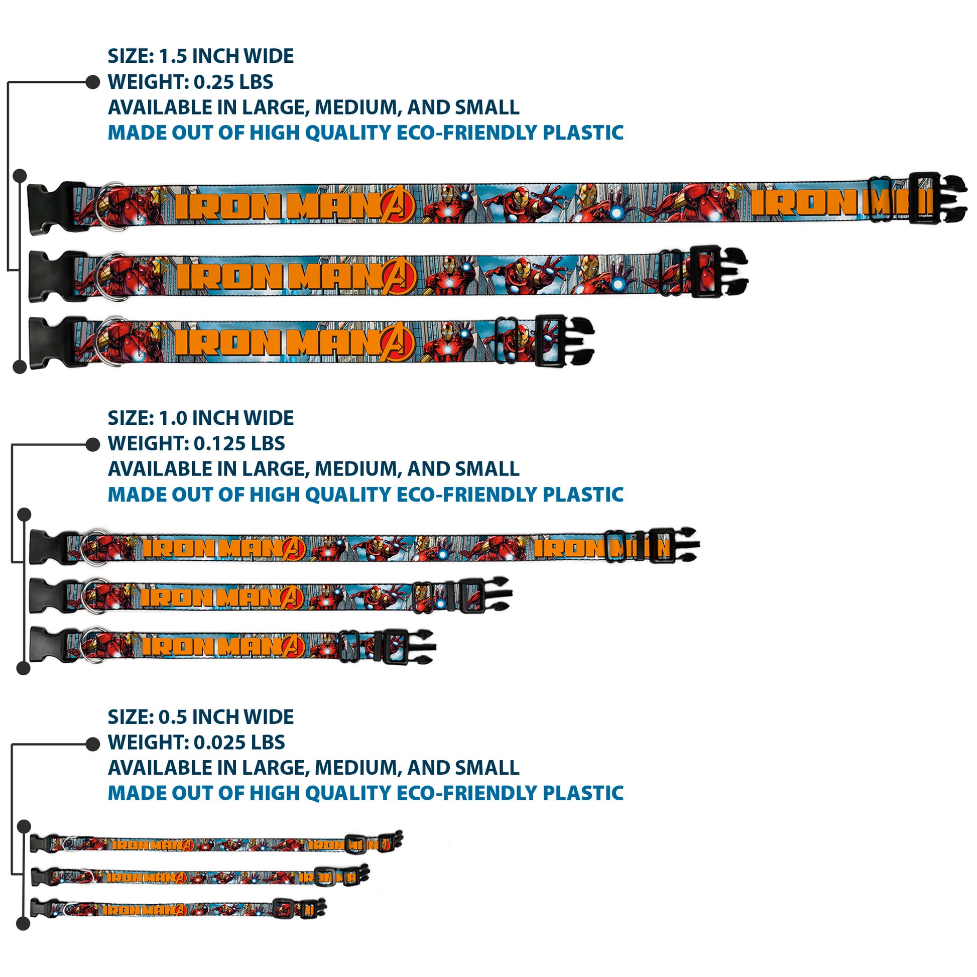 Plastic Clip Collar - IRON MAN w/Avengers Logo Cityscape Plastic Clip Collars Marvel Comics