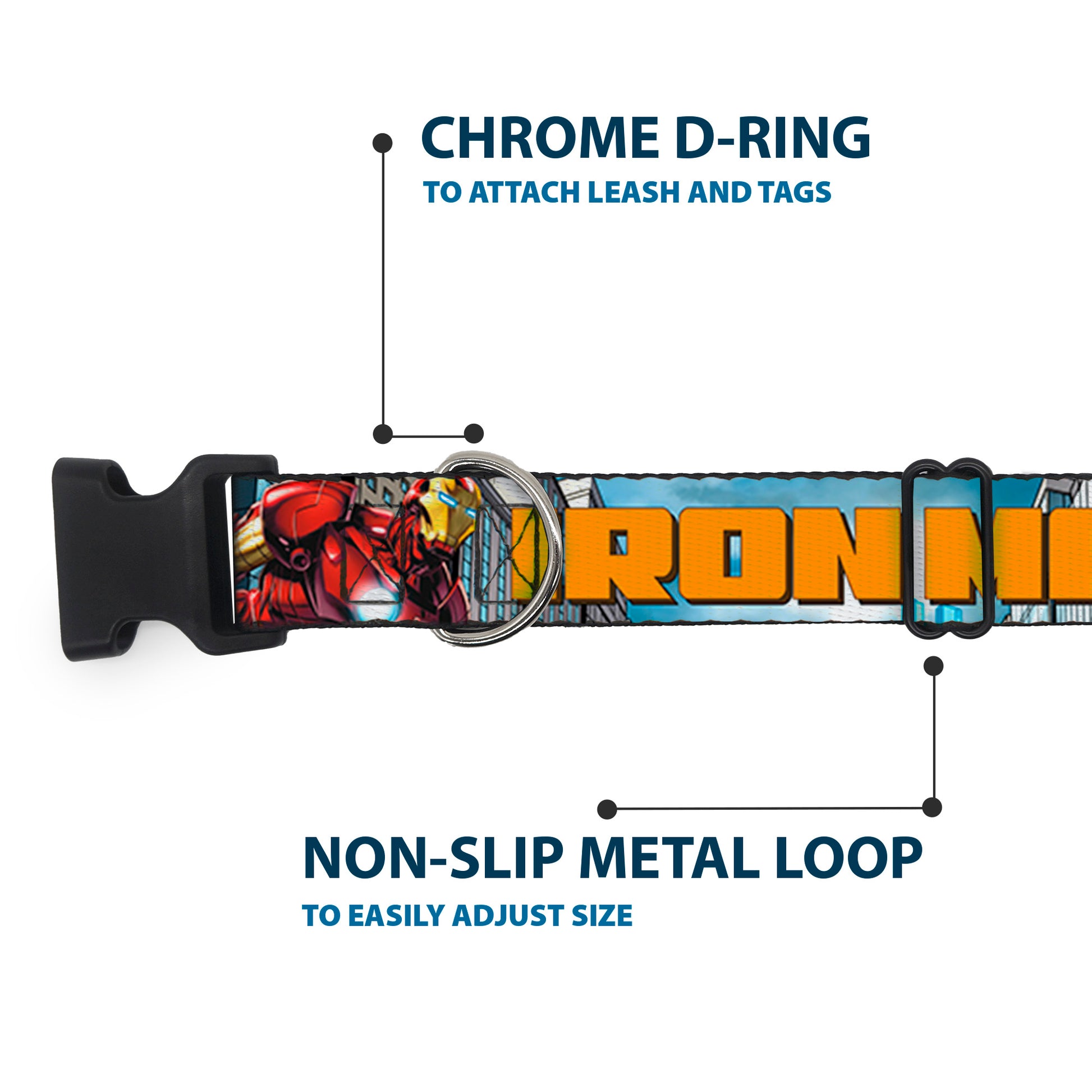 Plastic Clip Collar - IRON MAN w/Avengers Logo Cityscape Plastic Clip Collars Marvel Comics