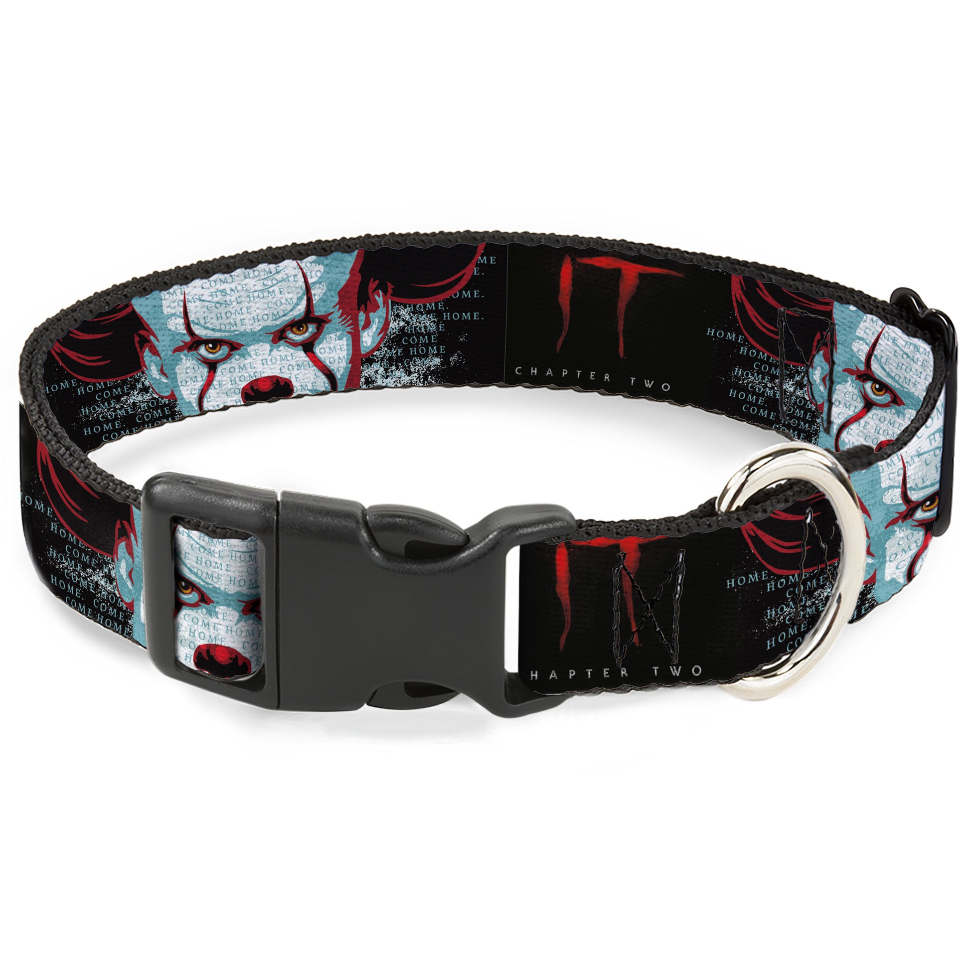 Plastic Clip Collar - IT CHAPTER TWO Pennywise Face CLOSE-UP Black/Red/Blues Plastic Clip Collars IT
