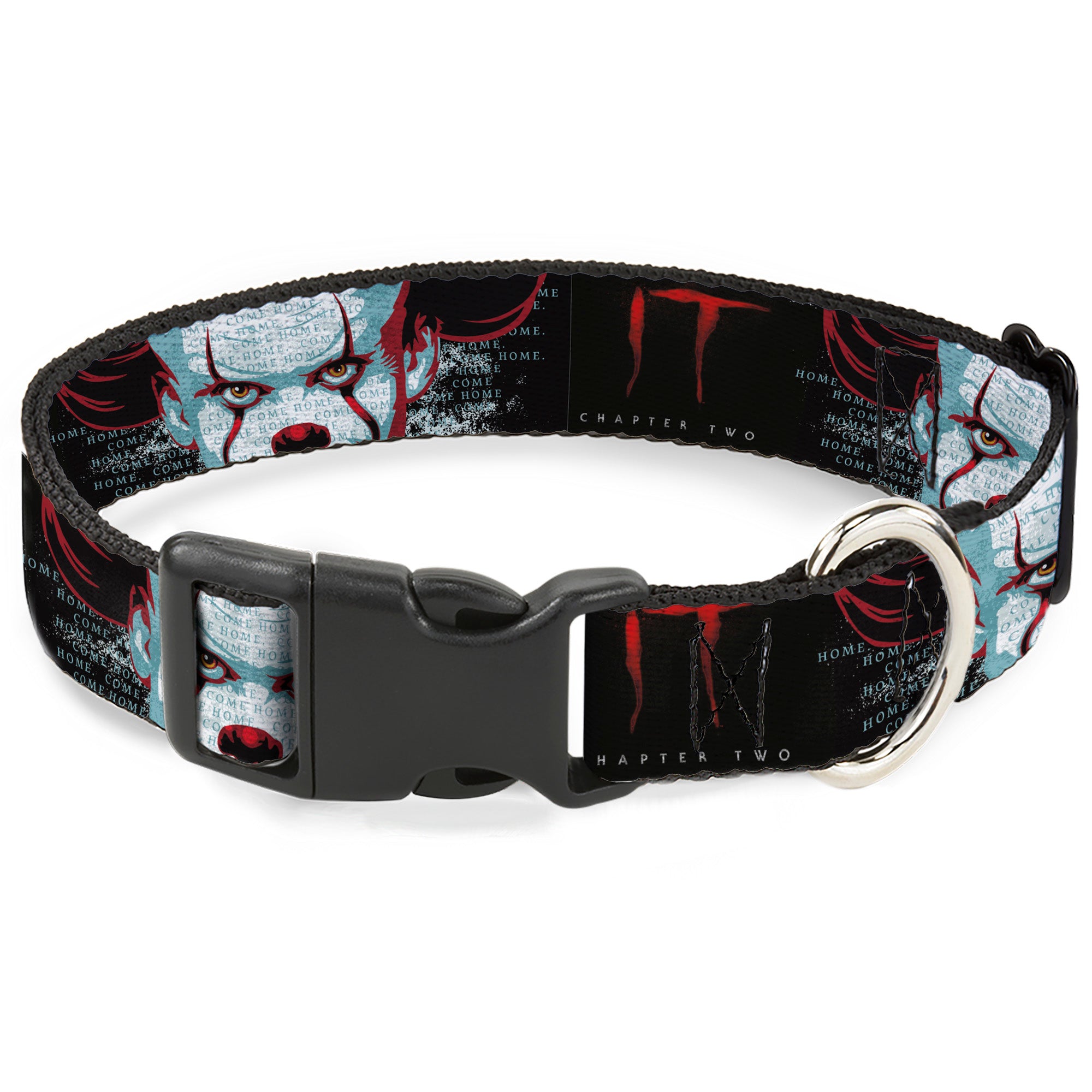 Plastic Clip Collar - IT CHAPTER TWO Pennywise Face CLOSE-UP Black/Red/Blues Plastic Clip Collars IT
