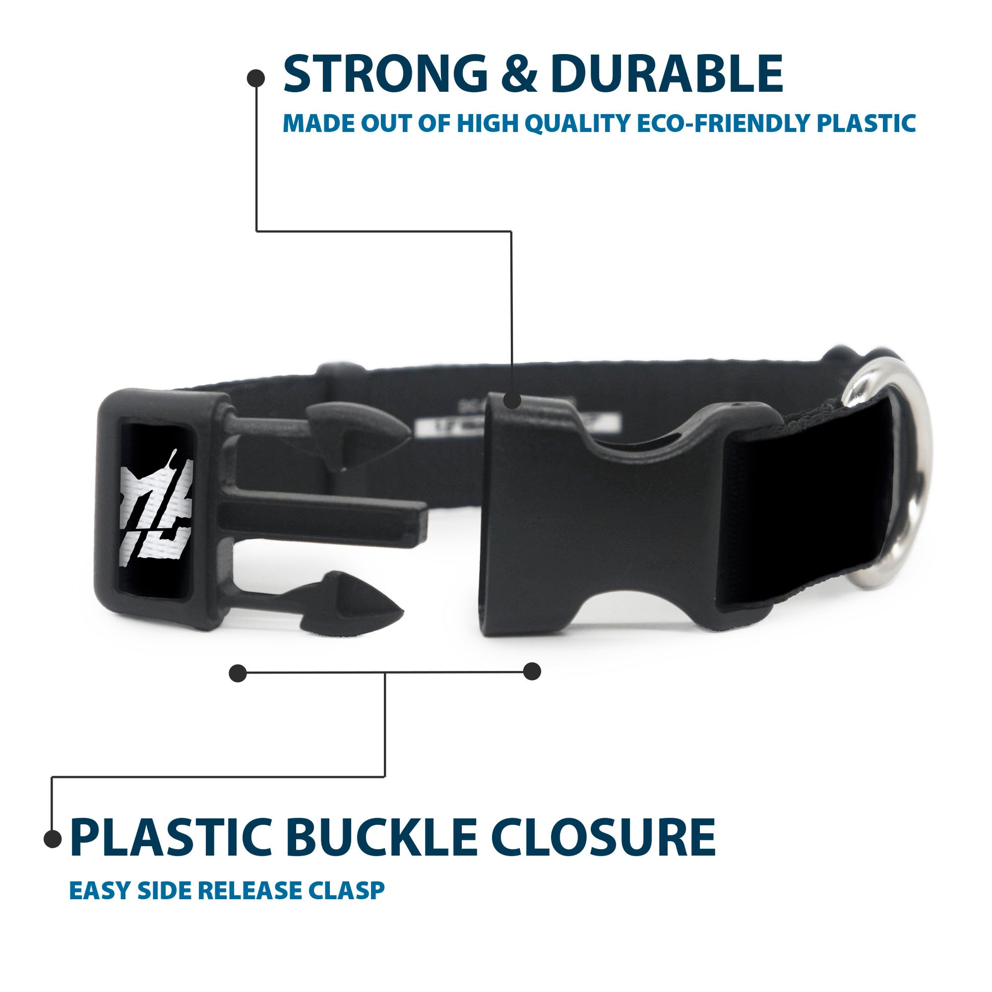 Plastic Clip Collar - IT Pennywise Face Close-Up COME HOME-COME BACK AND PLAY Black/White Plastic Clip Collars IT