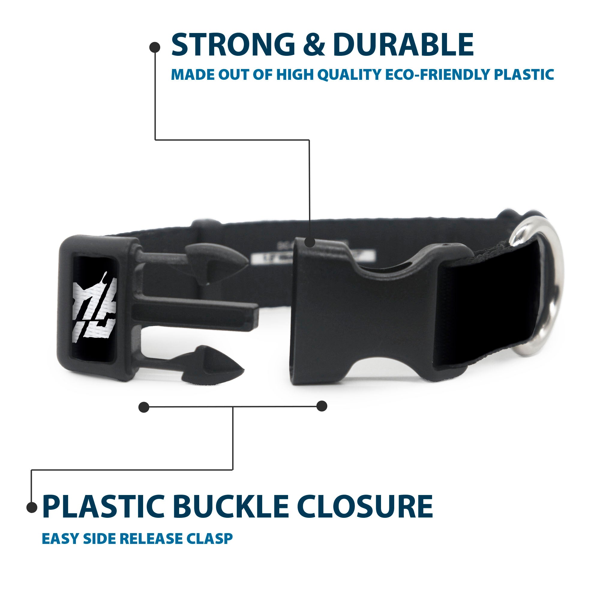 Plastic Clip Collar - IT Pennywise Face Close-Up COME HOME-COME BACK AND PLAY Black/White Plastic Clip Collars IT