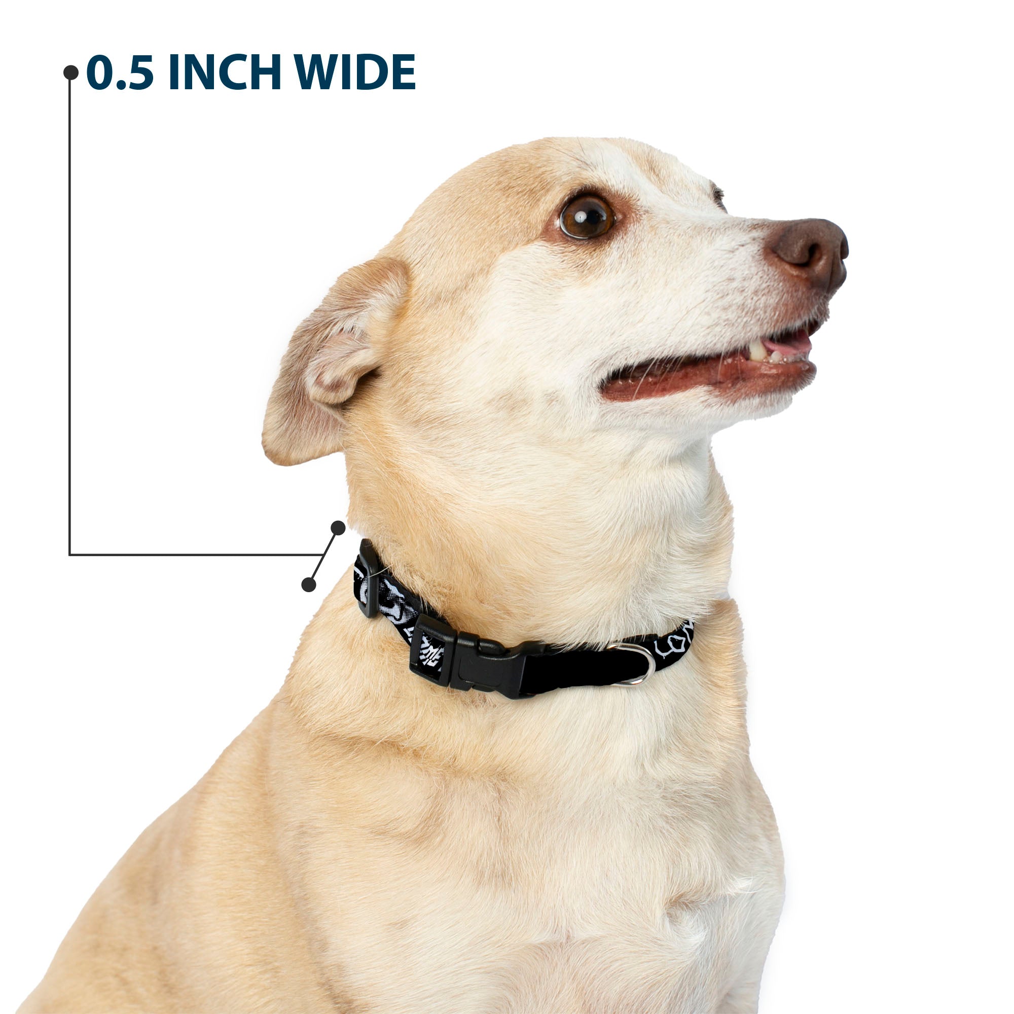 Plastic Clip Collar - IT Pennywise Face Close-Up COME HOME-COME BACK AND PLAY Black/White Plastic Clip Collars IT